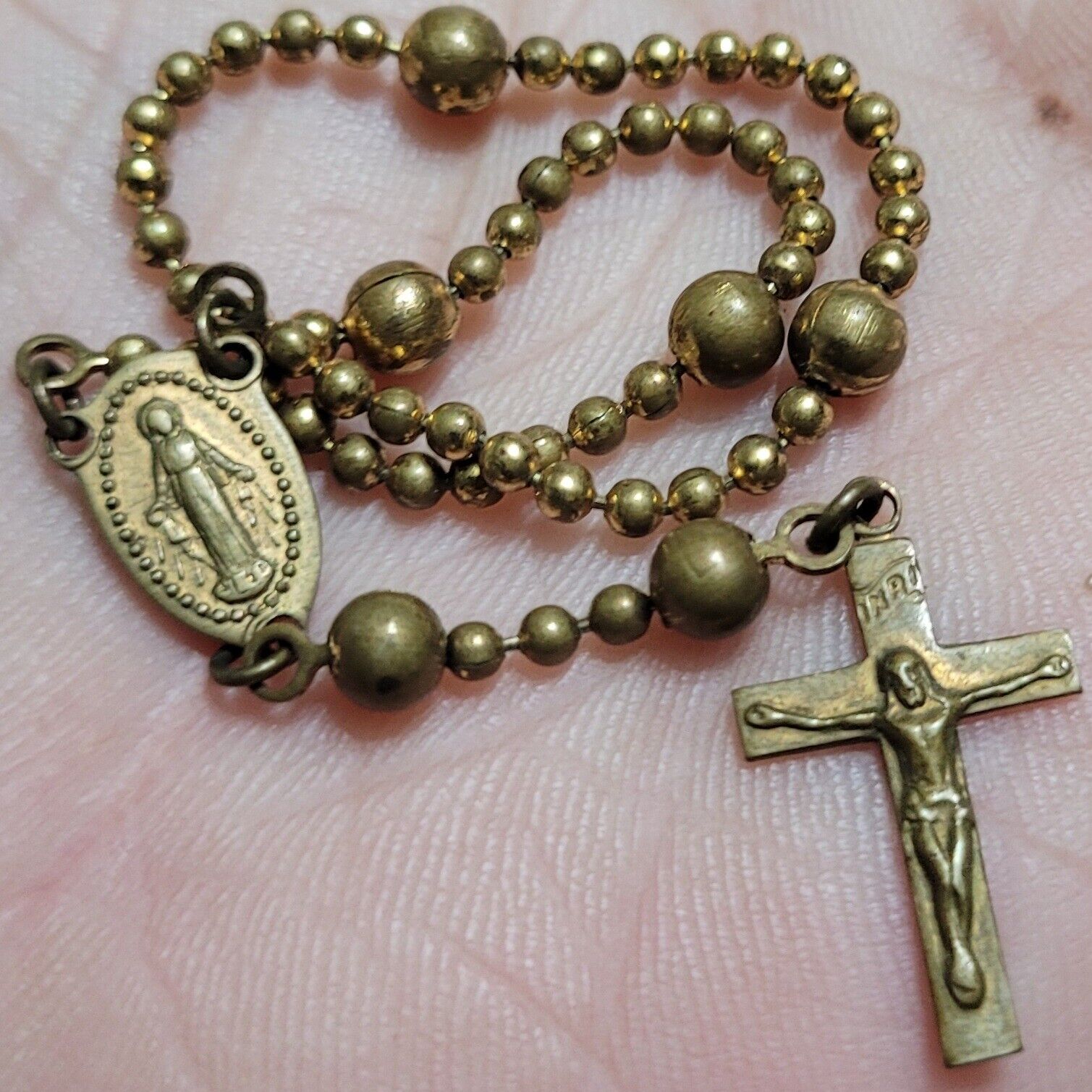 Vintage WW2 Nurses Military Pull Chain Rosary Religious Crucifix Catholic Lot #H