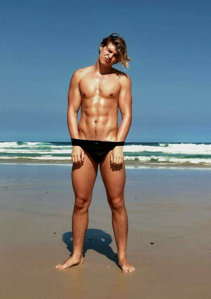 Shirtless Male Muscular Jock Beefcake Beach Hunk PHOTO 4X6 G100