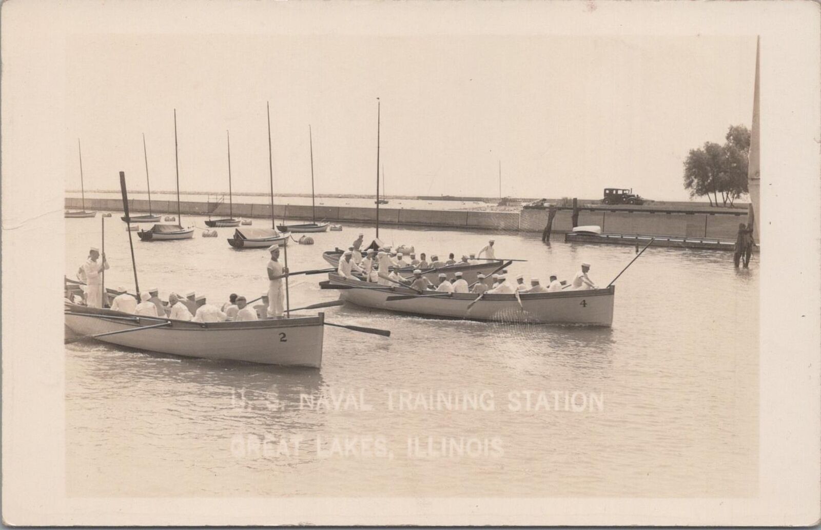 RPPC Postcard US Naval Training Station Great Lakes Illinois IL 