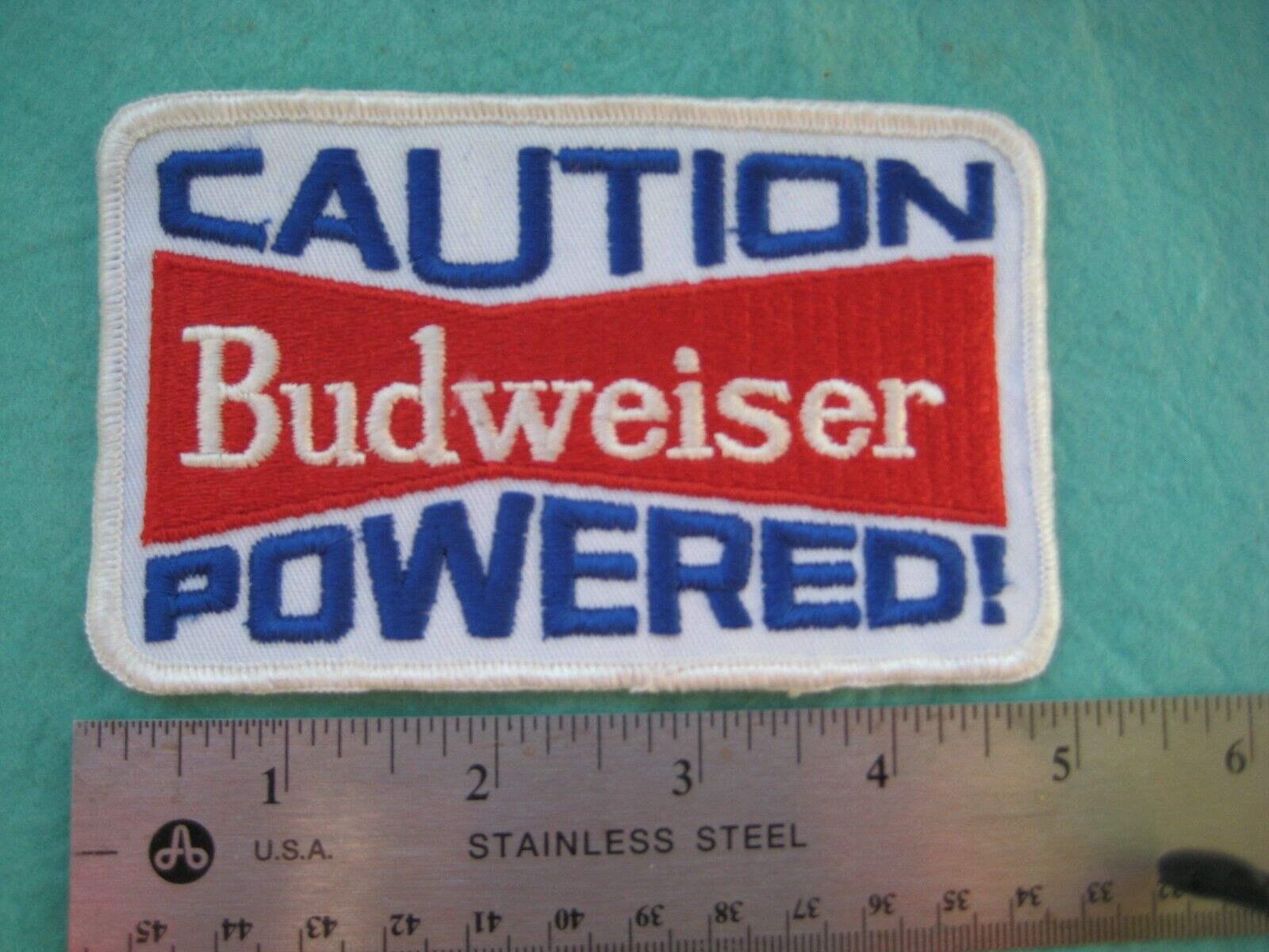 Vintage Caution Budweiser Powered Racing Service Parts Uniform  Patch
