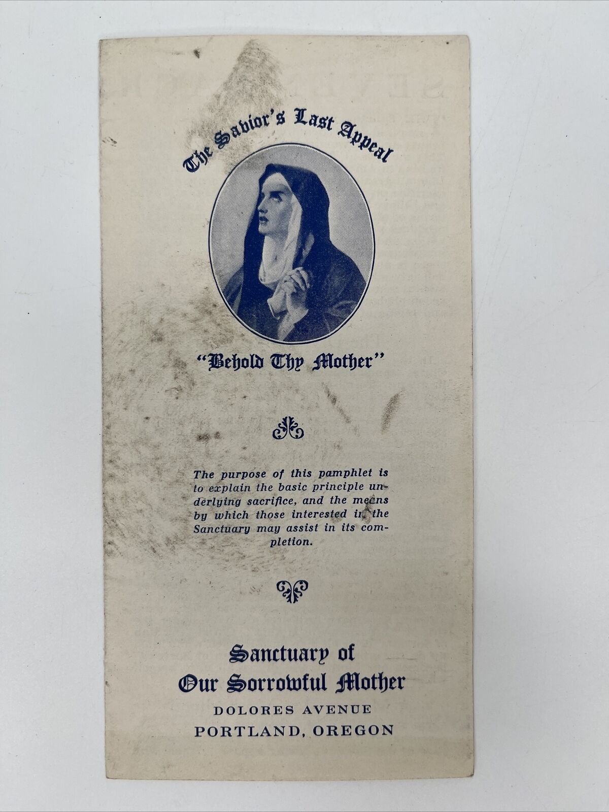 Sanctuary Of Our Sorrowful Mother Dolores Ave Portland Oregon Pamphlet Brochure