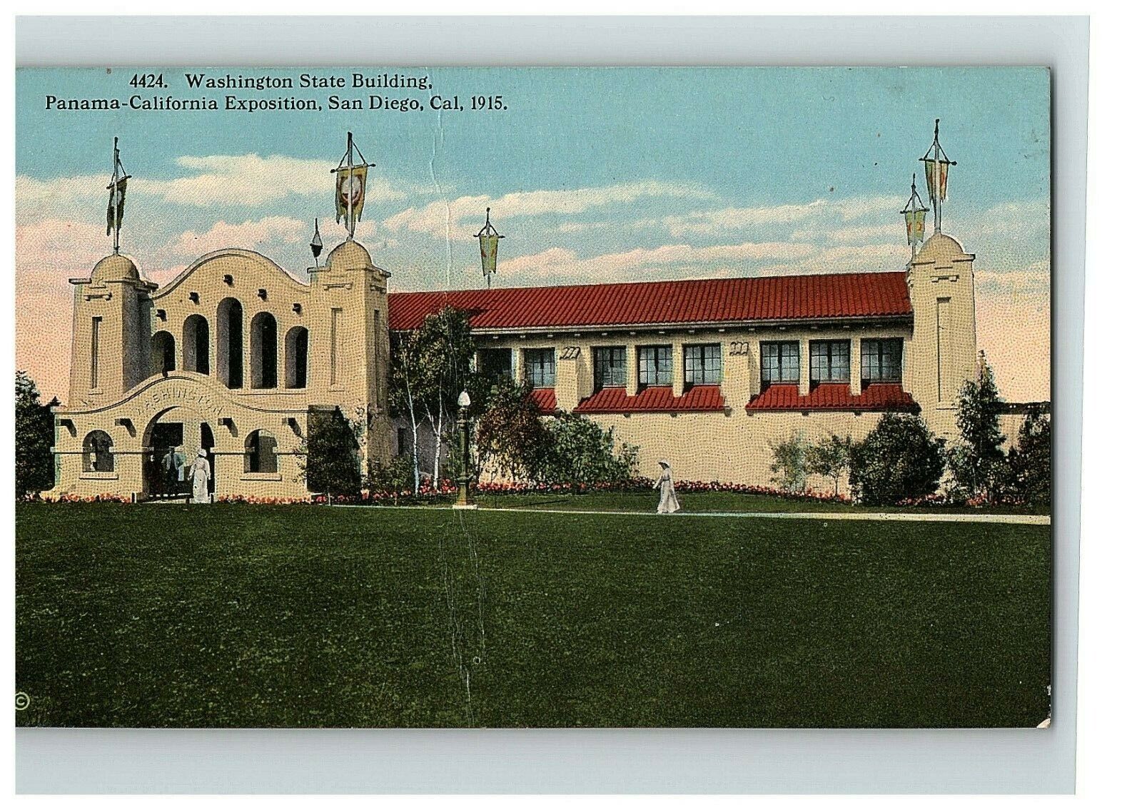 1915 Postcard Washington State Building Panama Exposition San Diego California 