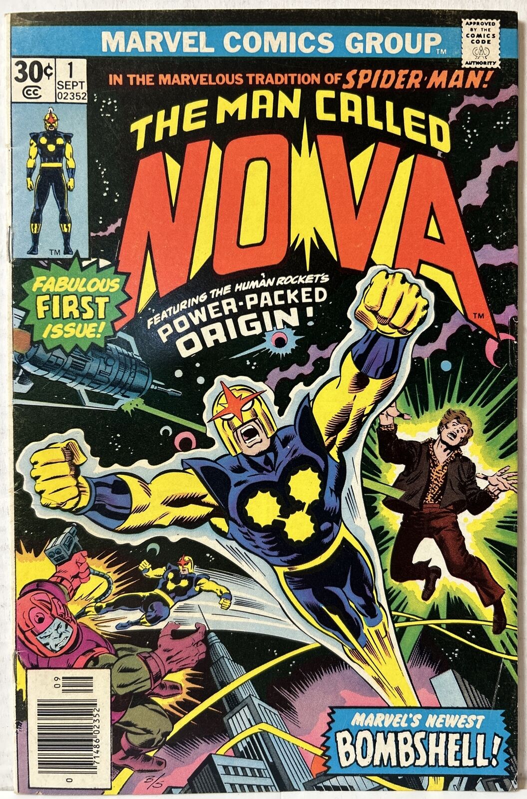 Nova #1 - Origin & 1st App of Nova Richard Rider MCU Marvel 1976 *FN+*