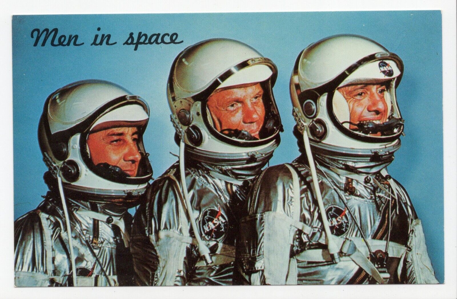NASA Astronauts Grissom, Glen and Shepard Space Travel Unposted Chrome Postcard