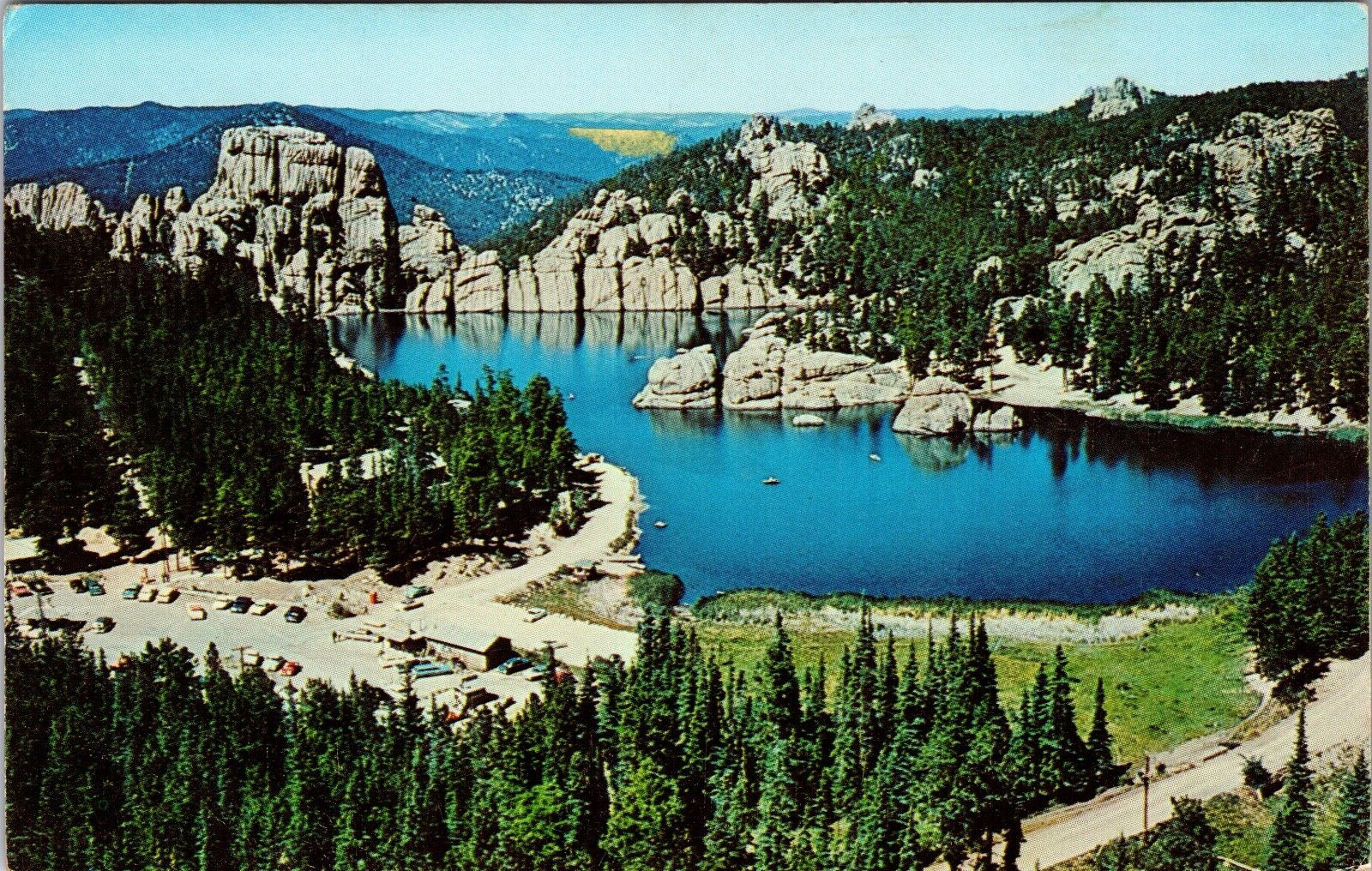 Sylvan Lake Scenic Mountain View Black Hills South Dakota Chrome  Postcard 7A