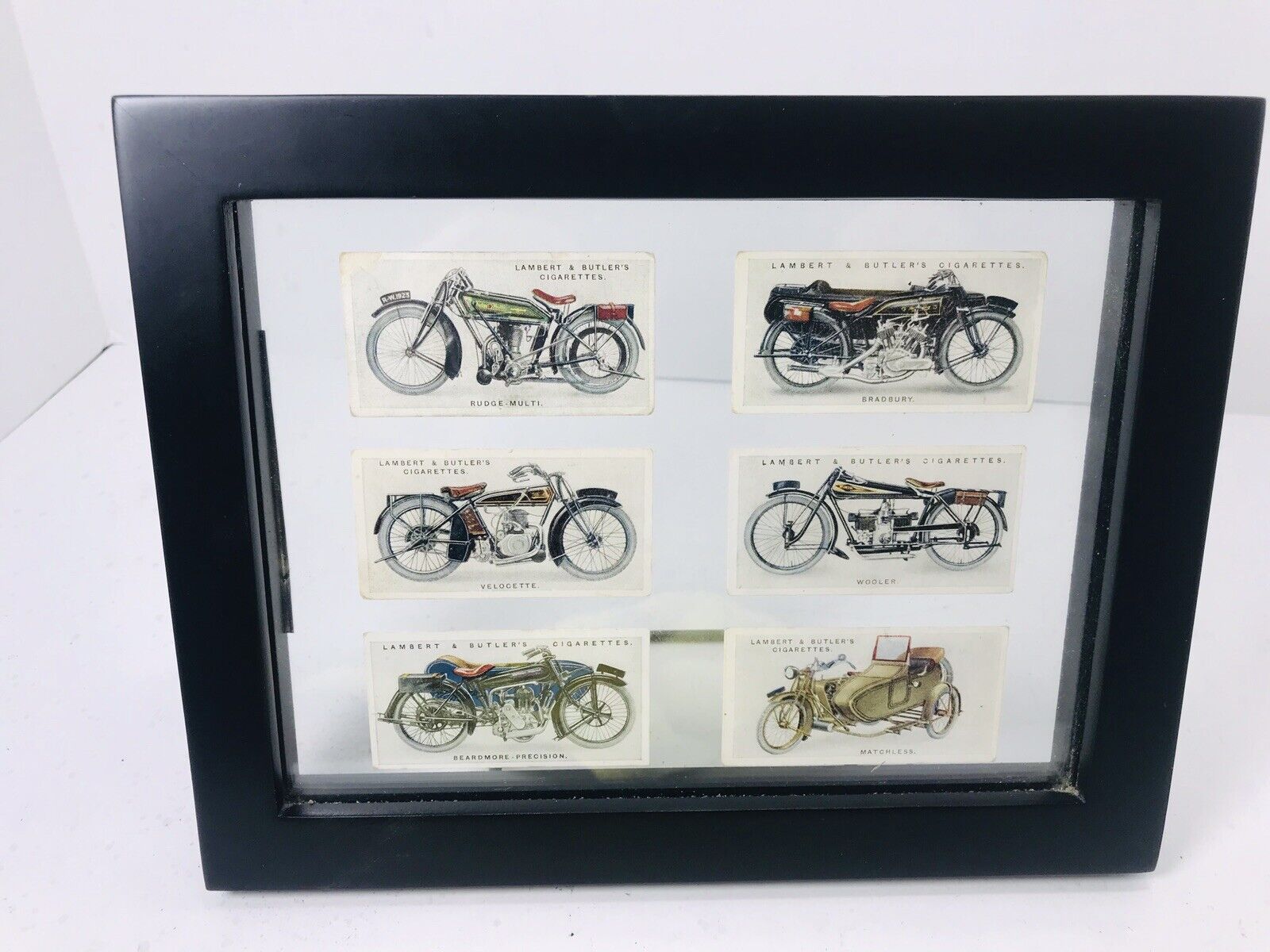 🔥 Lambert & Butler\'s Harley Motorcycle 1923 • 6 Tobacco Card Framed Set