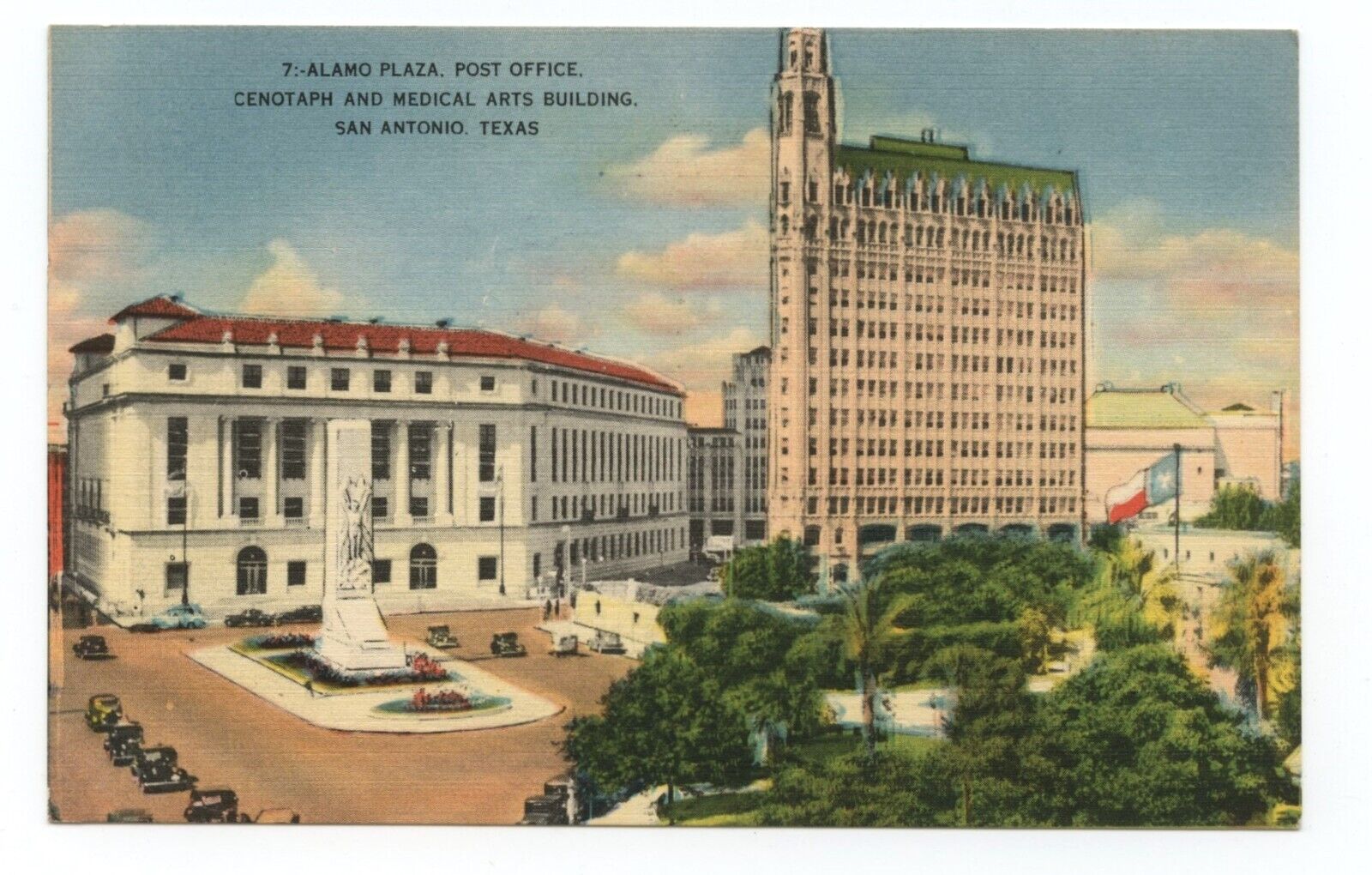 Alamo Plaza San Antonio Texas Linen Postcard