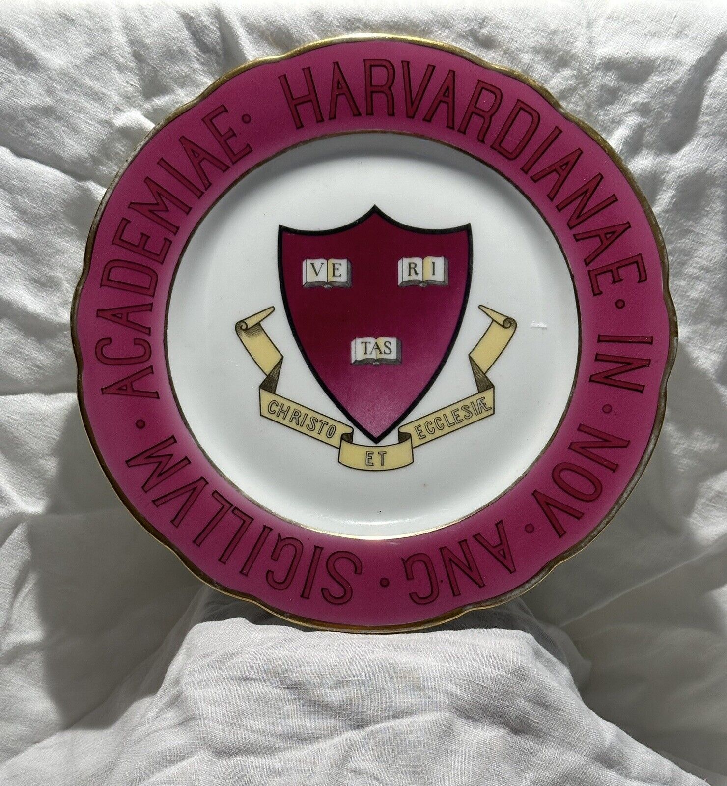 Rare handpainted Harvard plate, CT manufactured