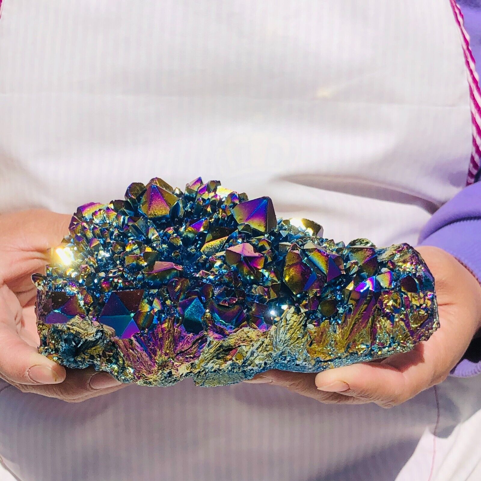 2.66LB  Natural color plated mineral standard quartz crystal energy healingHH462