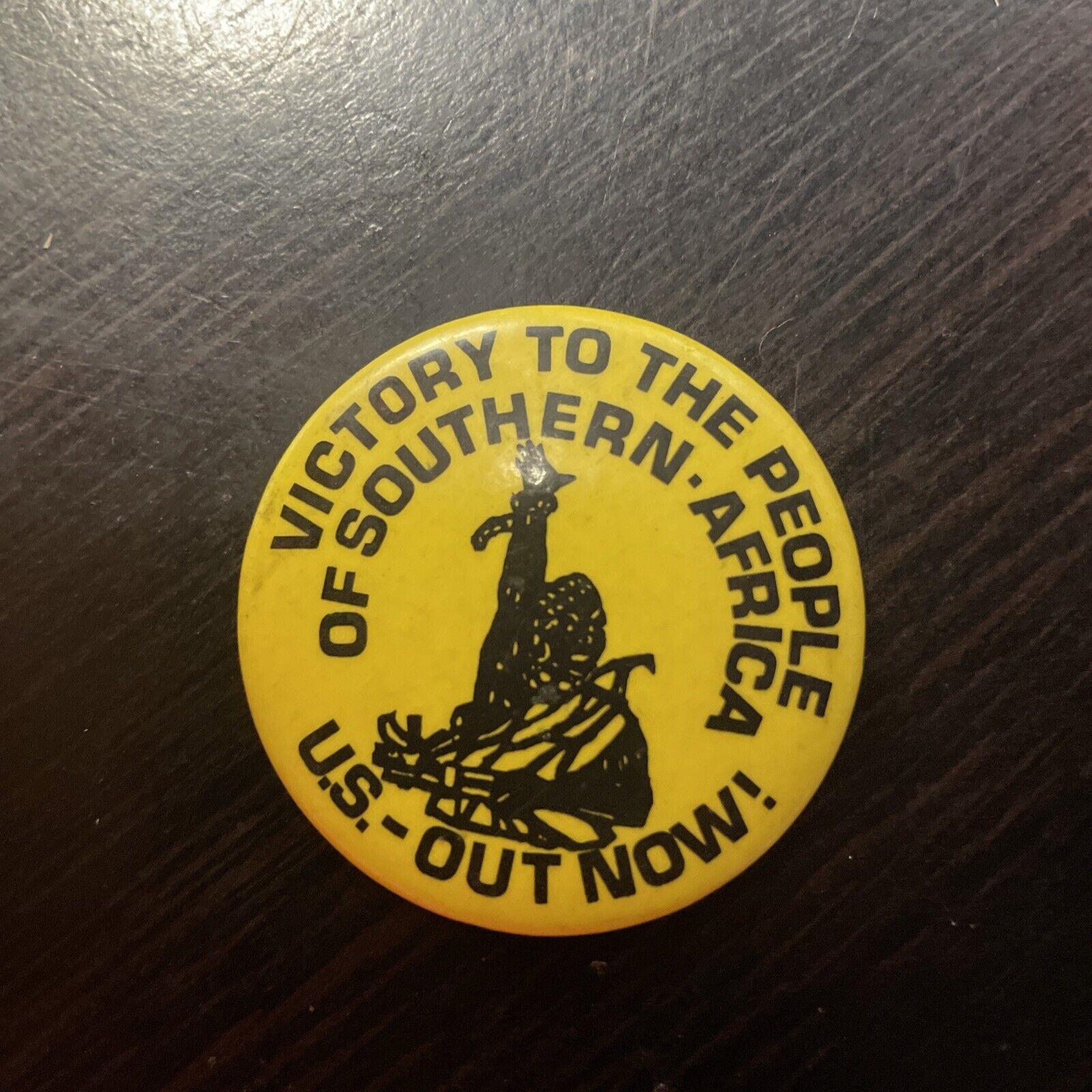 Vintage Protest South Africa/USA Pro Civil Human Rights Pin Pinback Button