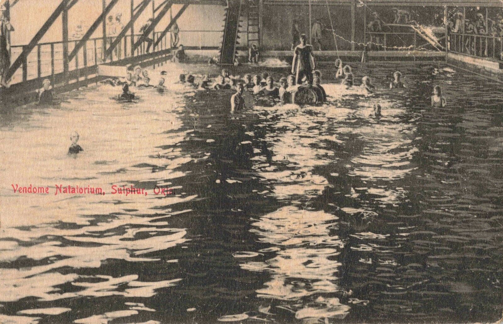 Vendome Natatorium Sulphur Oklahoma OK Swimming Pool c1910 Postcard