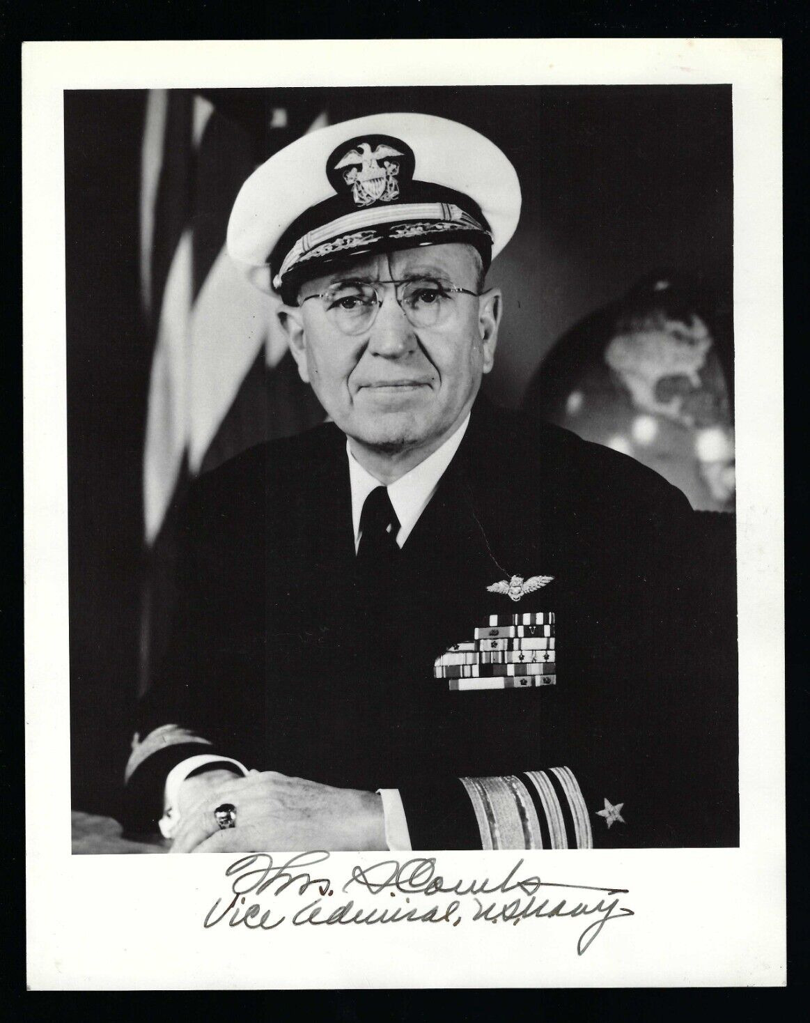 Thomas Selby Combs signed 8x10 photograph US Navy Vice Admiral