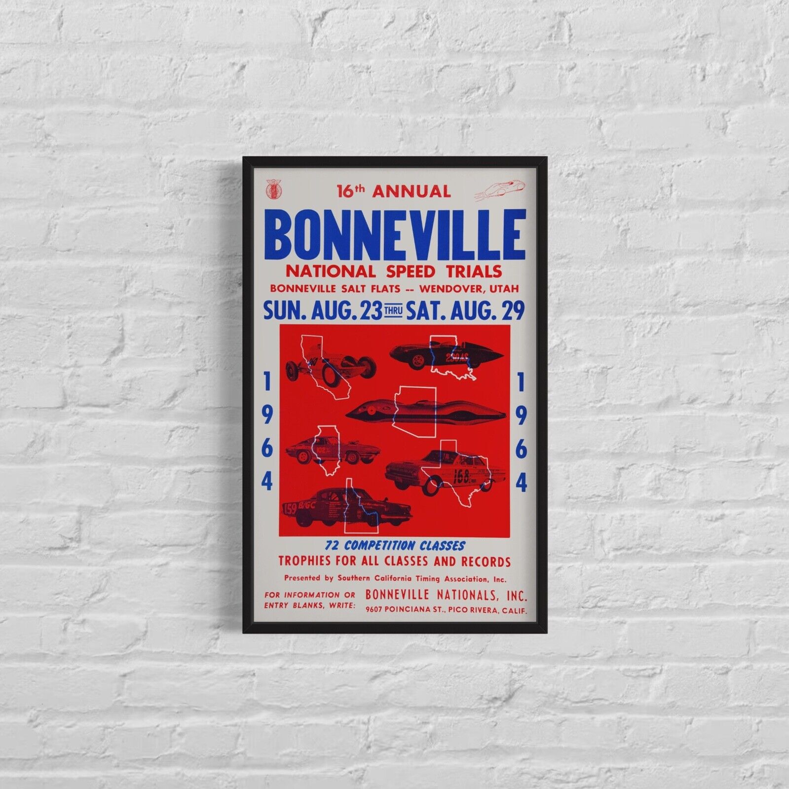BONNEVILLE Salt Flats Racing 1964 Promotional Poster, 14\