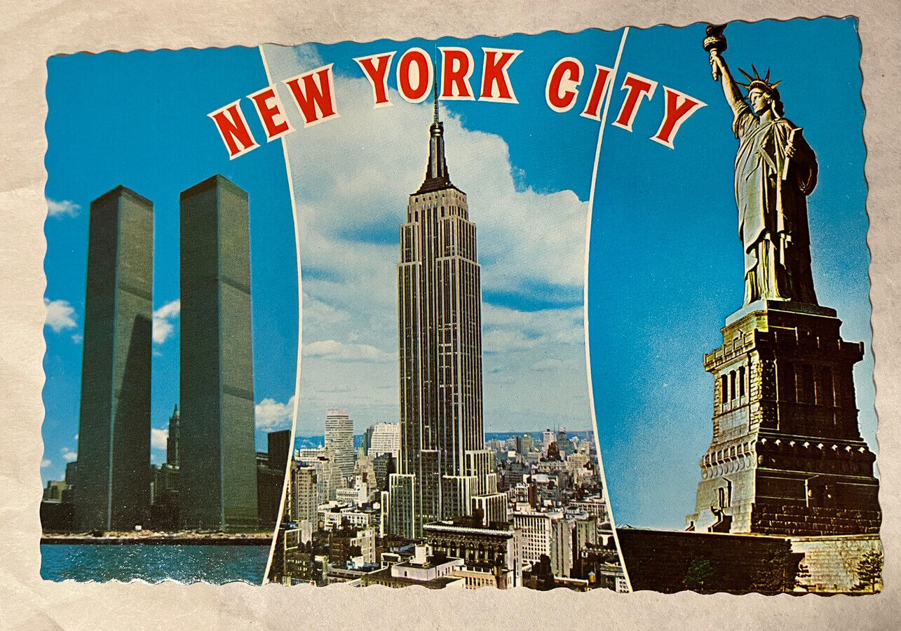 Unused Pre-1980 Three Views New York City NYC - Twin Towers Postcard