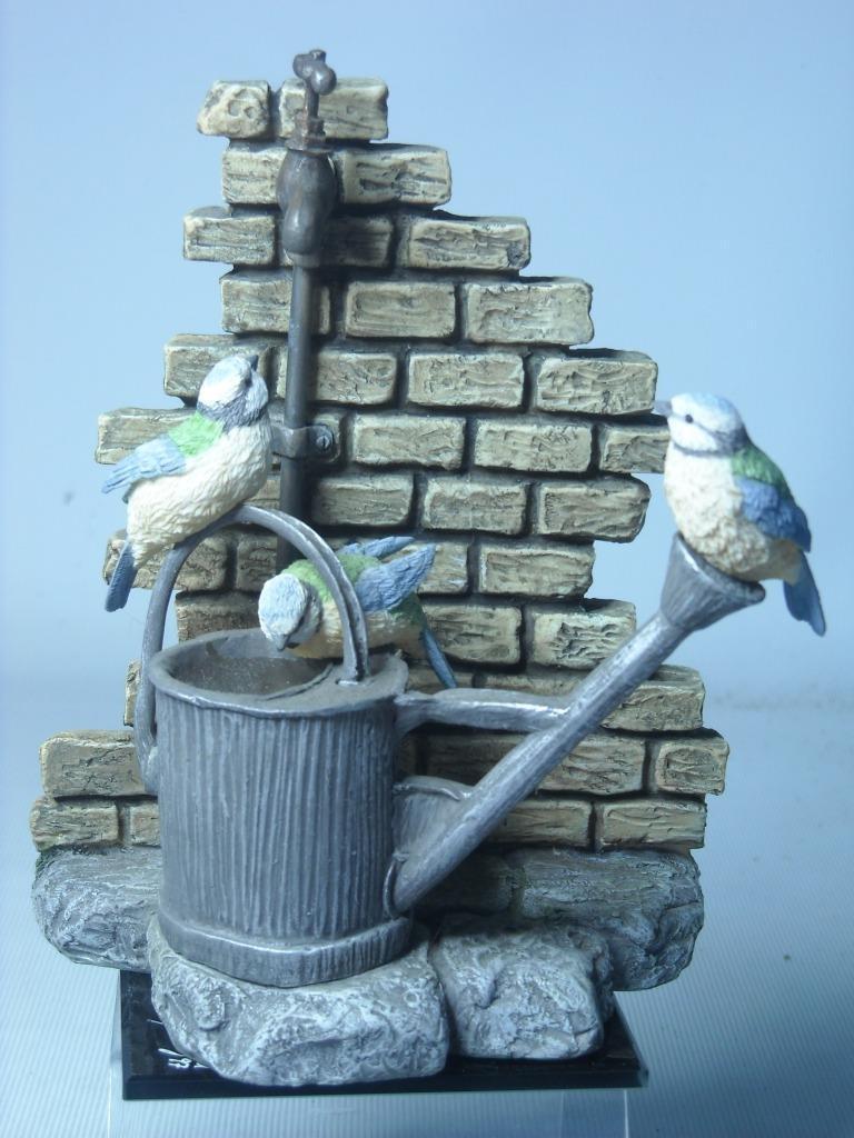 Bowbrook Studios BLUE TIT TRIO ON TAP / WATERING CAN Bird Figurine BlueTit