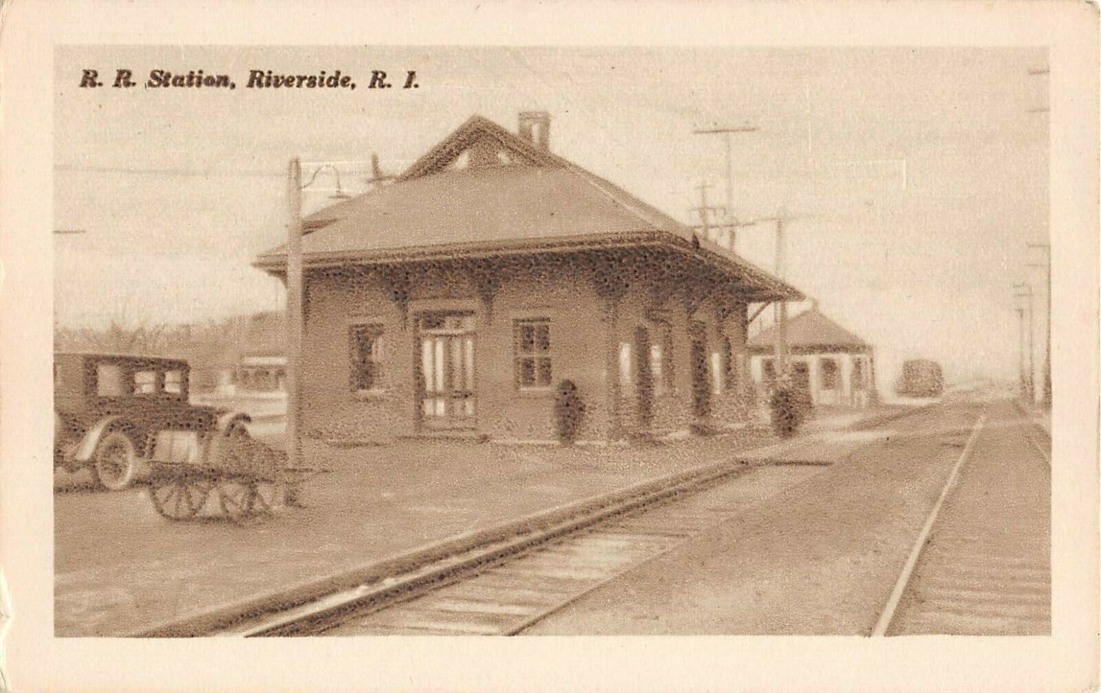 1920\'s RR Station Riverside RI post card