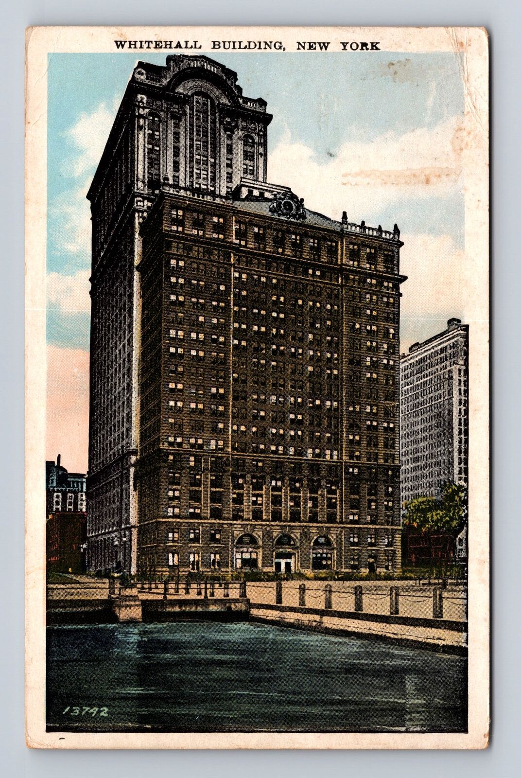 New York City NY-Whitehall Building, Antique, Vintage c1932 Souvenir Postcard