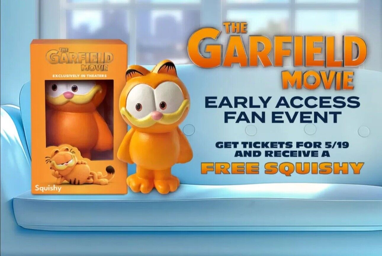 The Garfield Movie AMC Early Access Fan Event Garfield Squishy only on 5-19-24