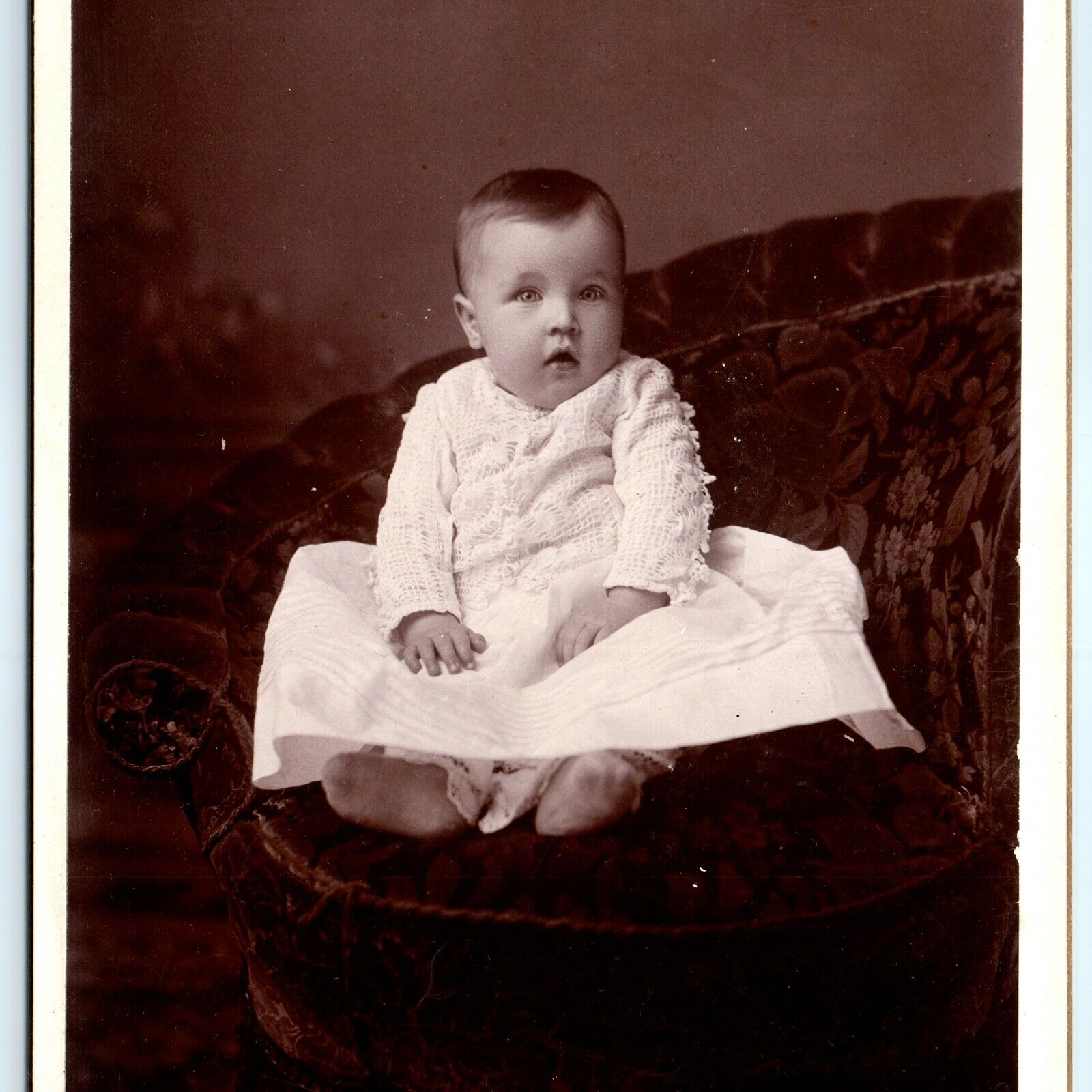 c1890s Sparta, Wis. Baby in Dress Cabinet Card Photo Antique Richardson Boy? B2