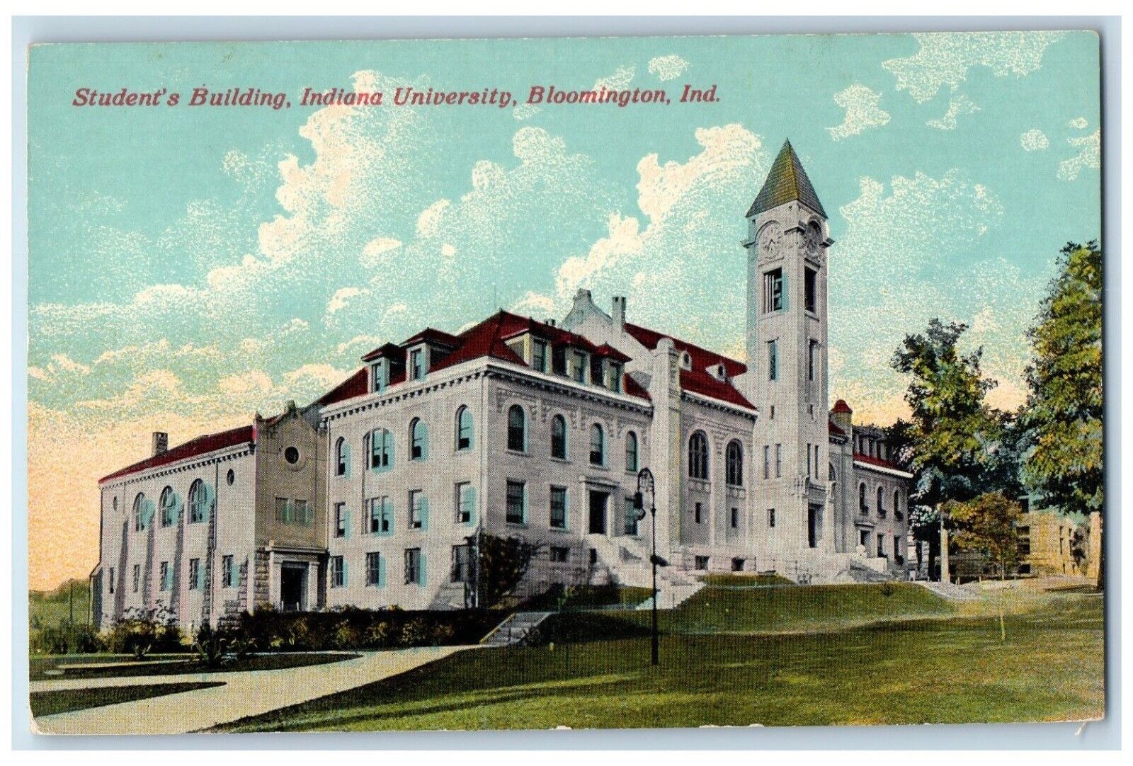 Bloomington Indiana IN Postcard Student's Building Indiana University 1910's