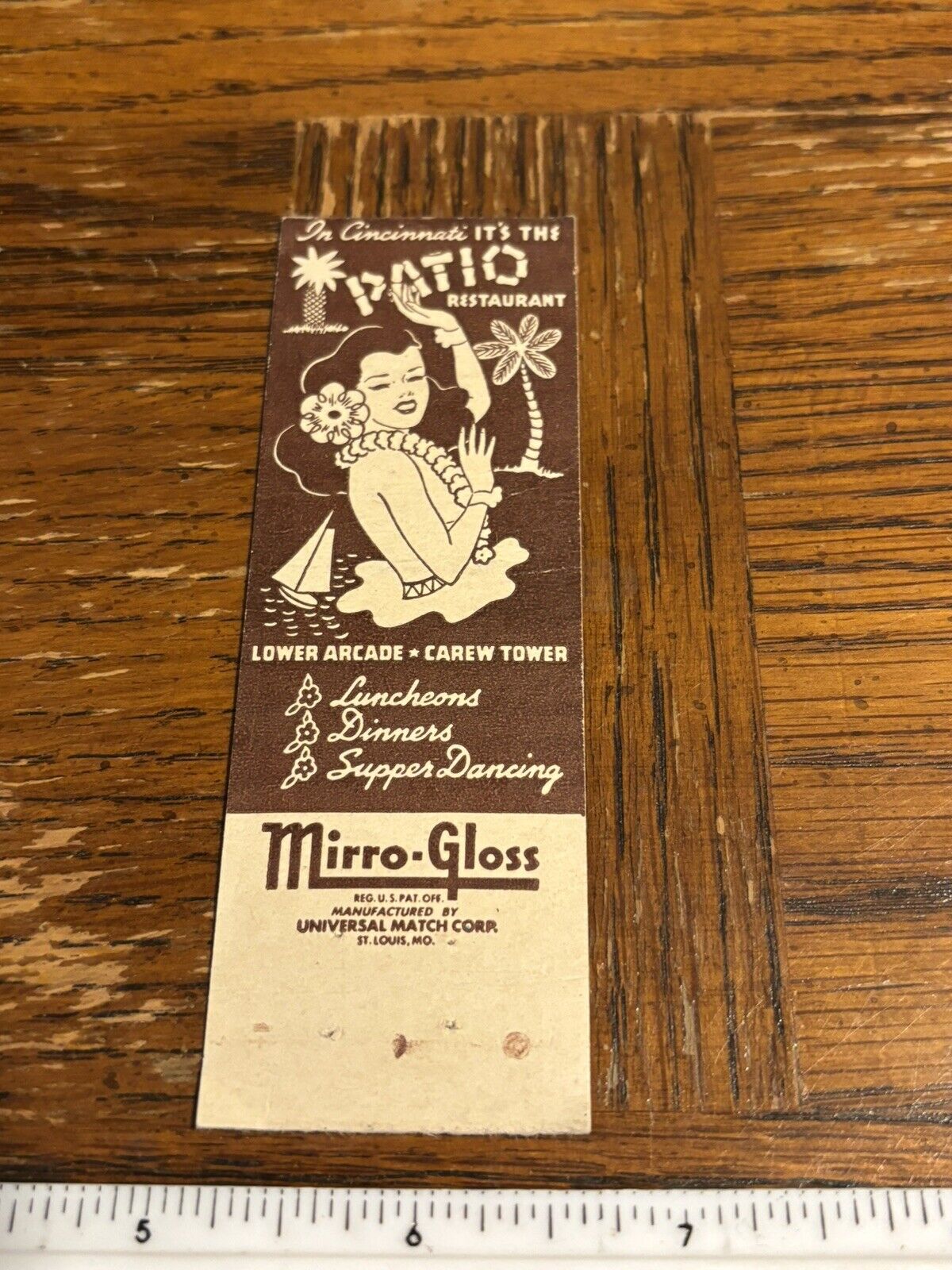 1950s Cincinnati OH Tiki Bar Girlie Advertising Matchbook Patio Restaurant