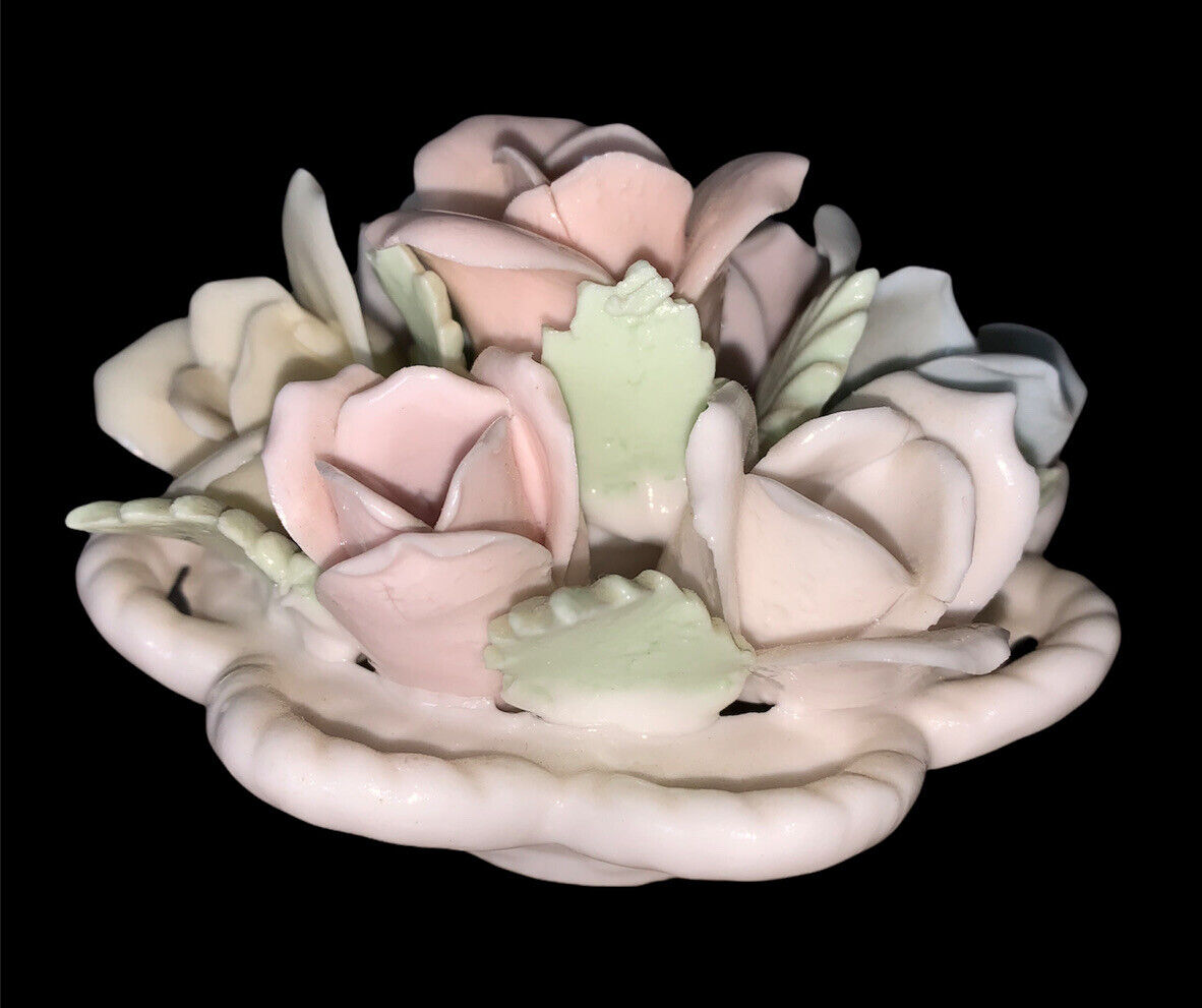 Lenwile China Ardalt Japan Verithin Porcelain basket with flowers 3\