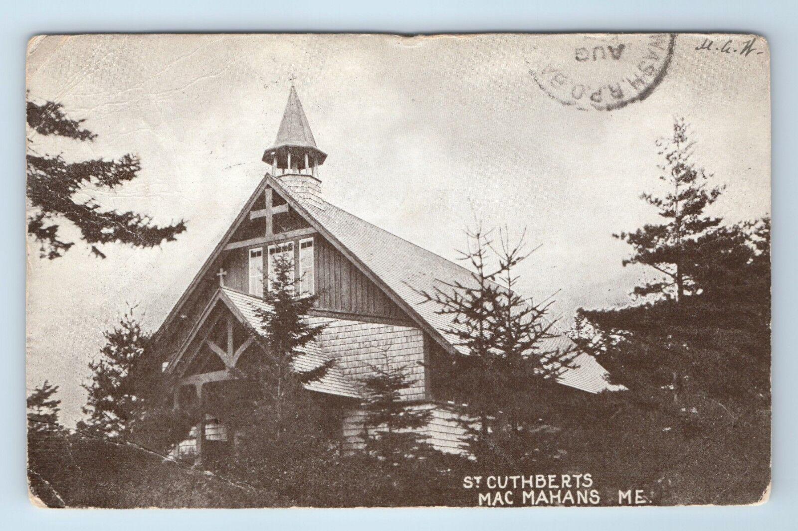 Vintage Postcard St. Cuthberts Church Mac Mahan Island Maine ME 1906