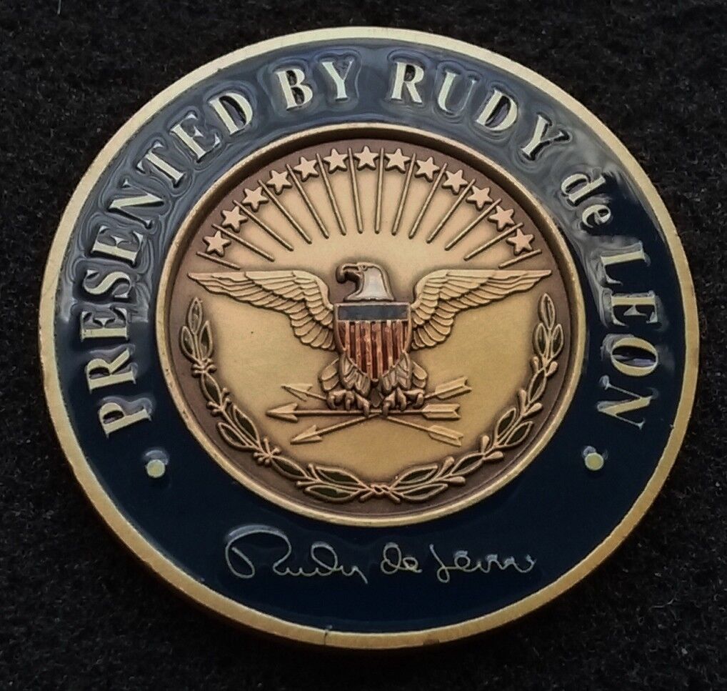 AUTHENTIC Deputy Secretary of Defense Rudy de Leon SecDef Dep US Challenge Coin
