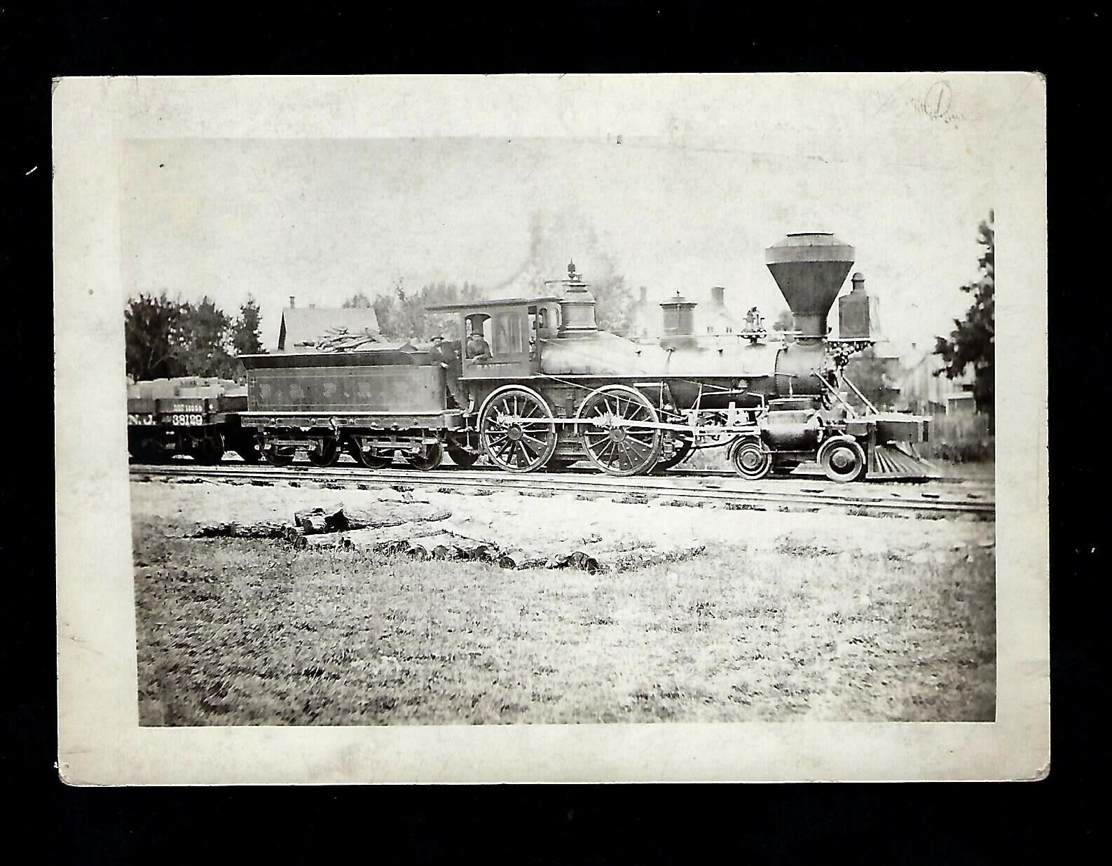c1880's Photo of B&P  Steam Locomotive, Conductor Riding his Train
