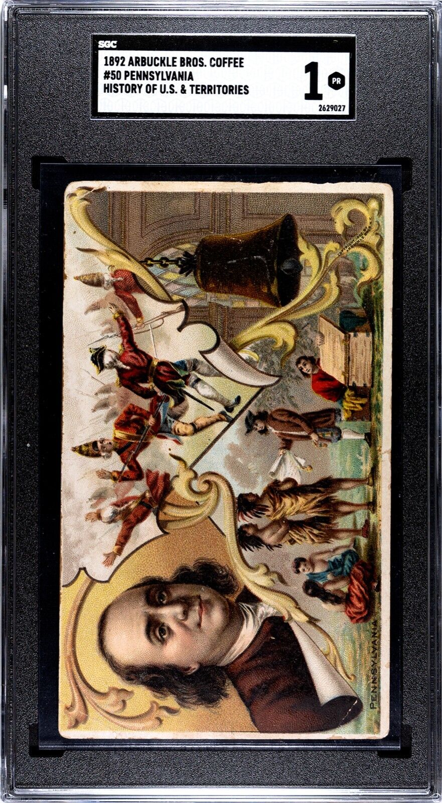 1892 Arbuckle Benjamin Franklin coffee card SGC 1 HIGHEST GRADE