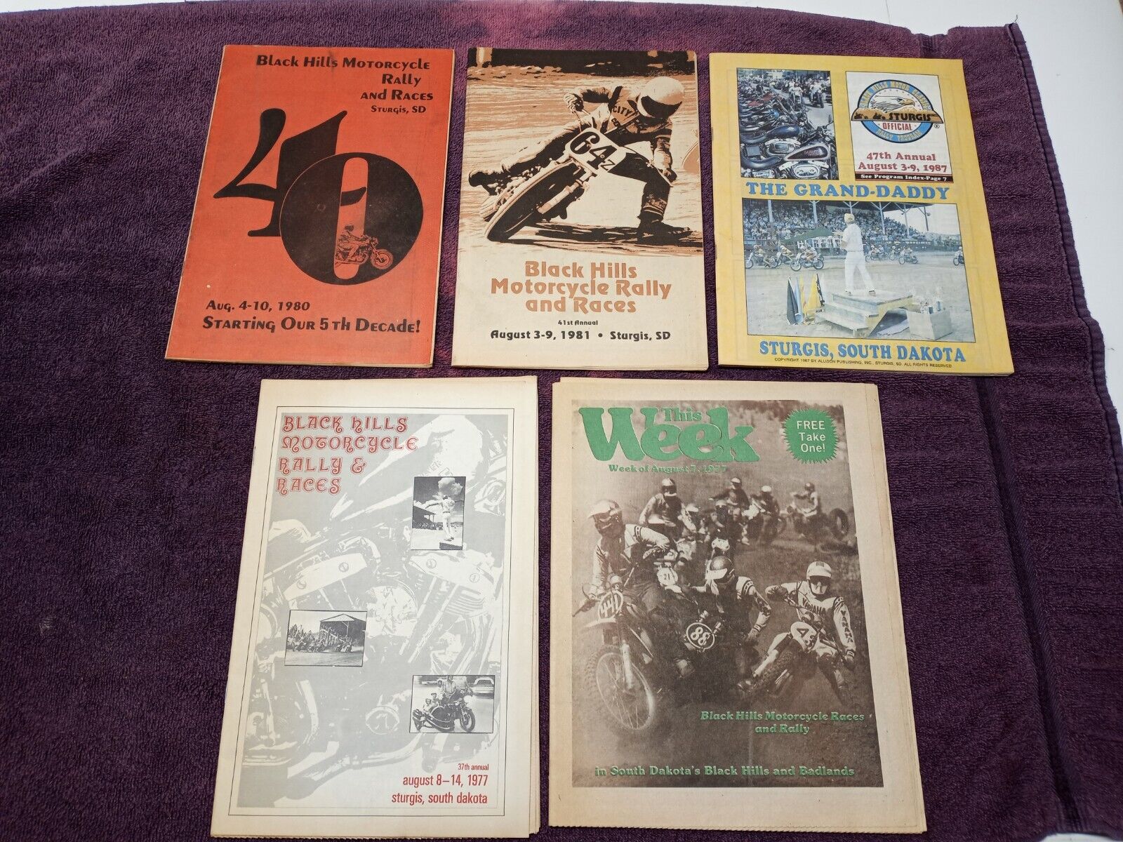 Vtg BLACK HILLS STURGIS BIKE RALLY RACES MAGAZINES 1977 1980 1981 1987 ADS