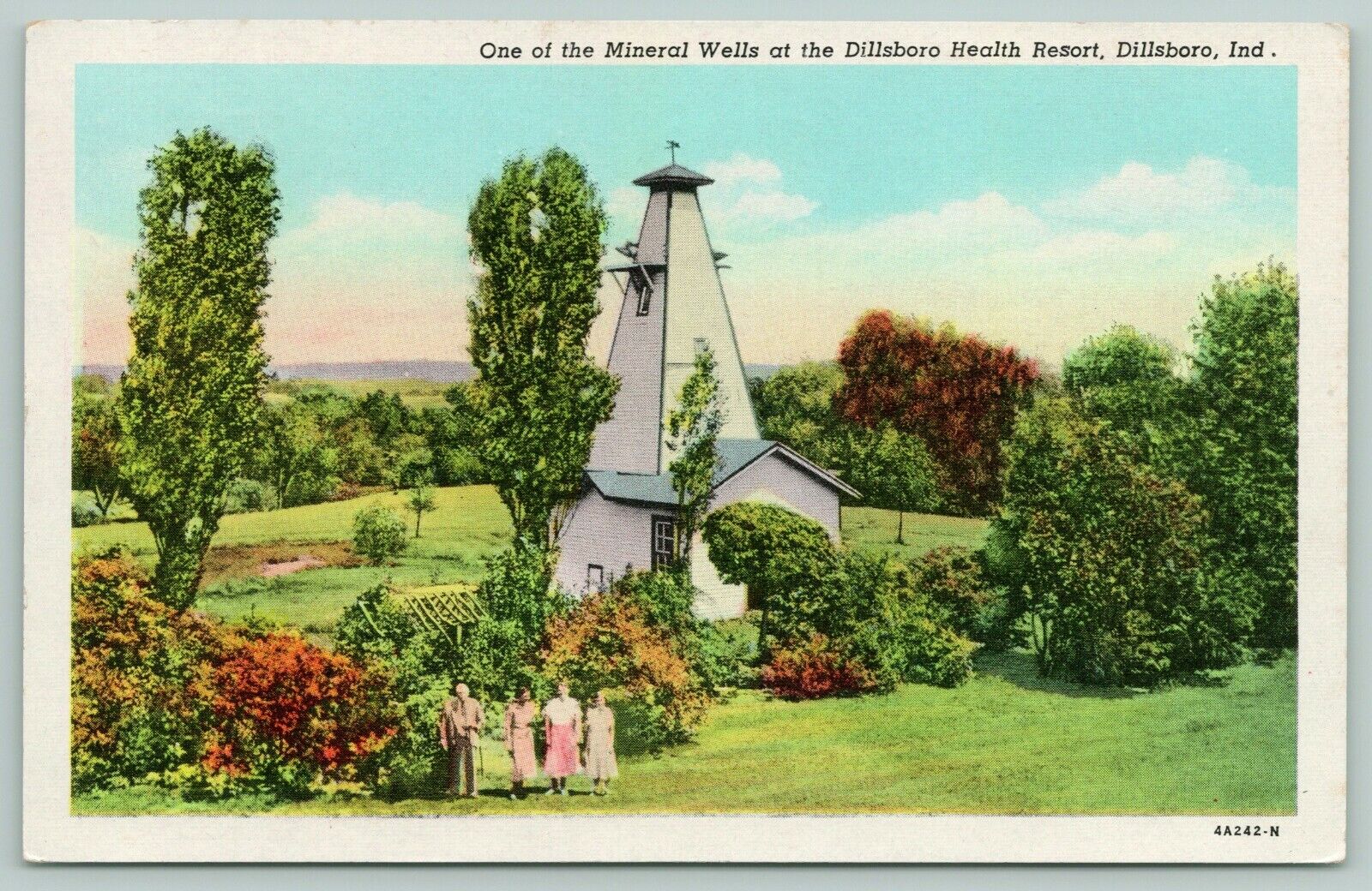 Dillsboro Indiana~Dillsboro Health Resort~Mineral Well~Guests in Garden~1945