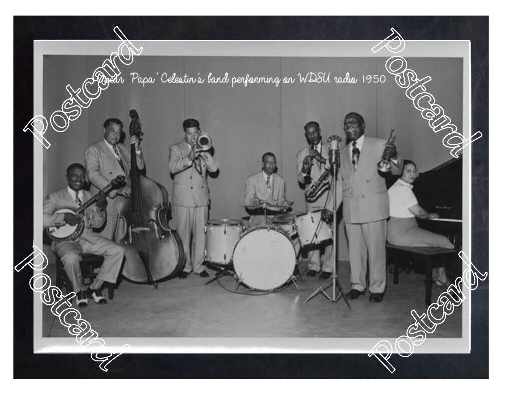 Historic Oscar Papa Celestin\'s band  on WDSU radio 1950 Jazz Postcard