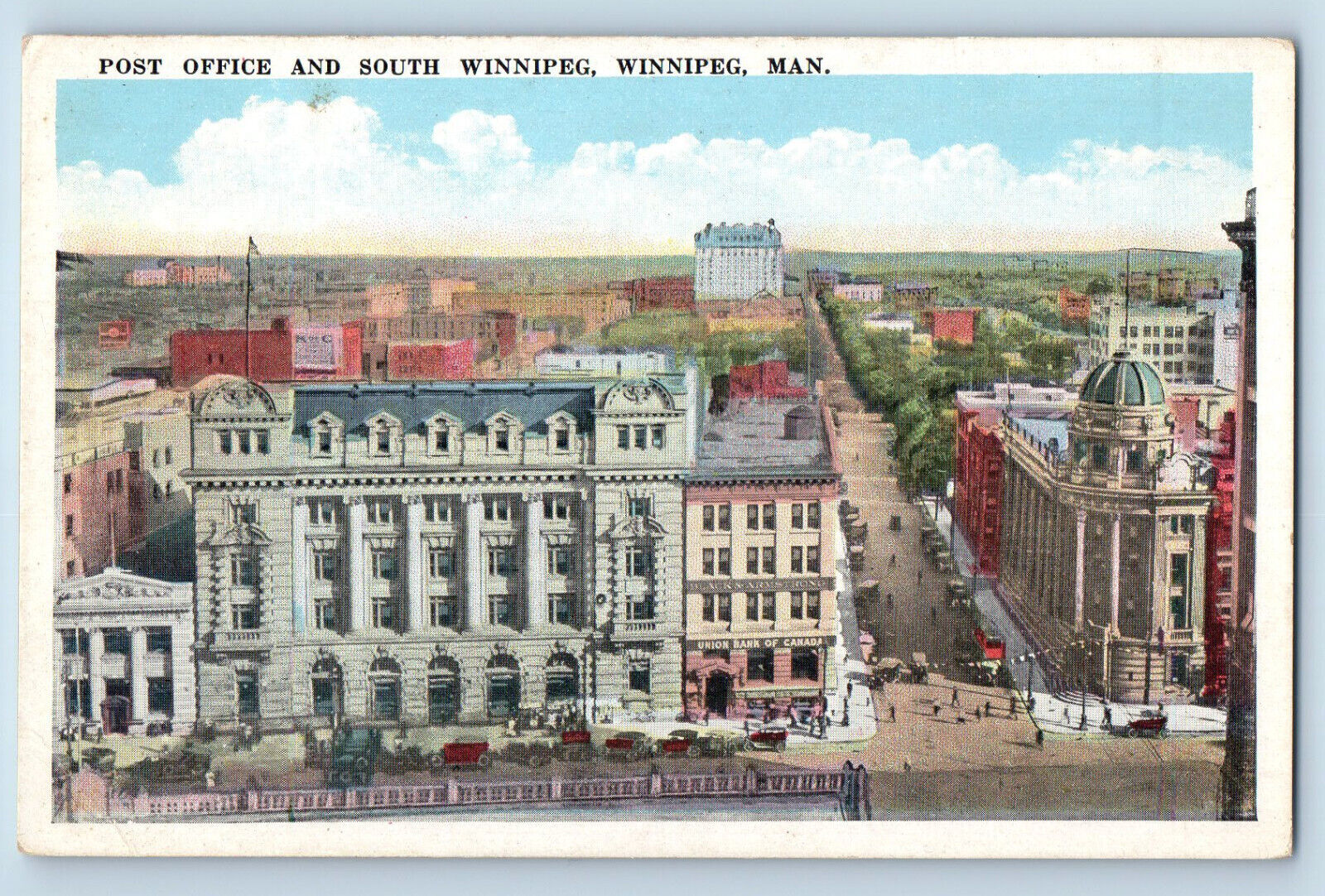 Winnipeg Manitoba Canada Postcard Post Office and South Winnipeg c1920's