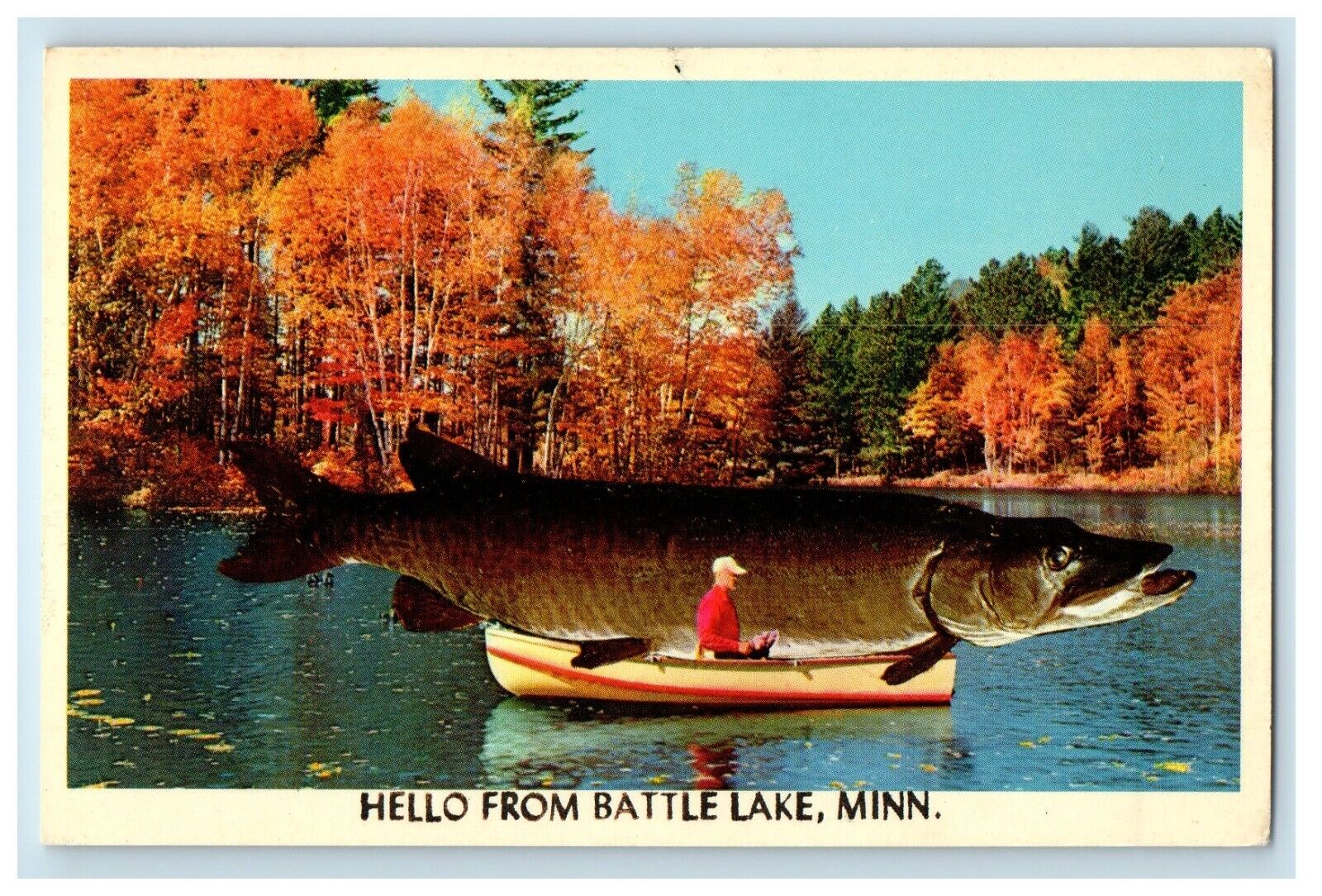 c1930\'s Boat Caught Big Fish Battle Lake Minnesota MN Unposted Vintage Postcard