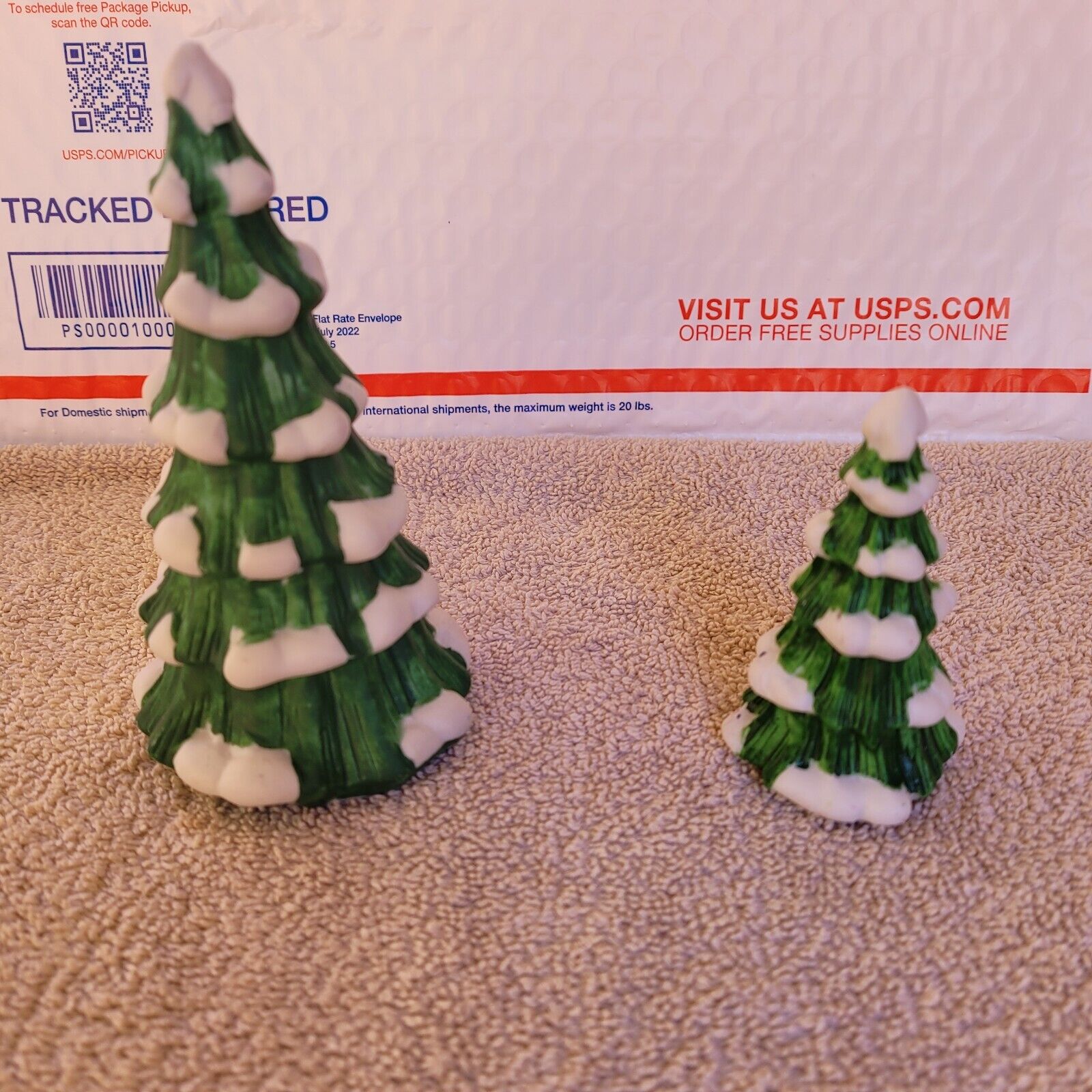 2 Vintage  Christmas Trees, porcelain Town square 