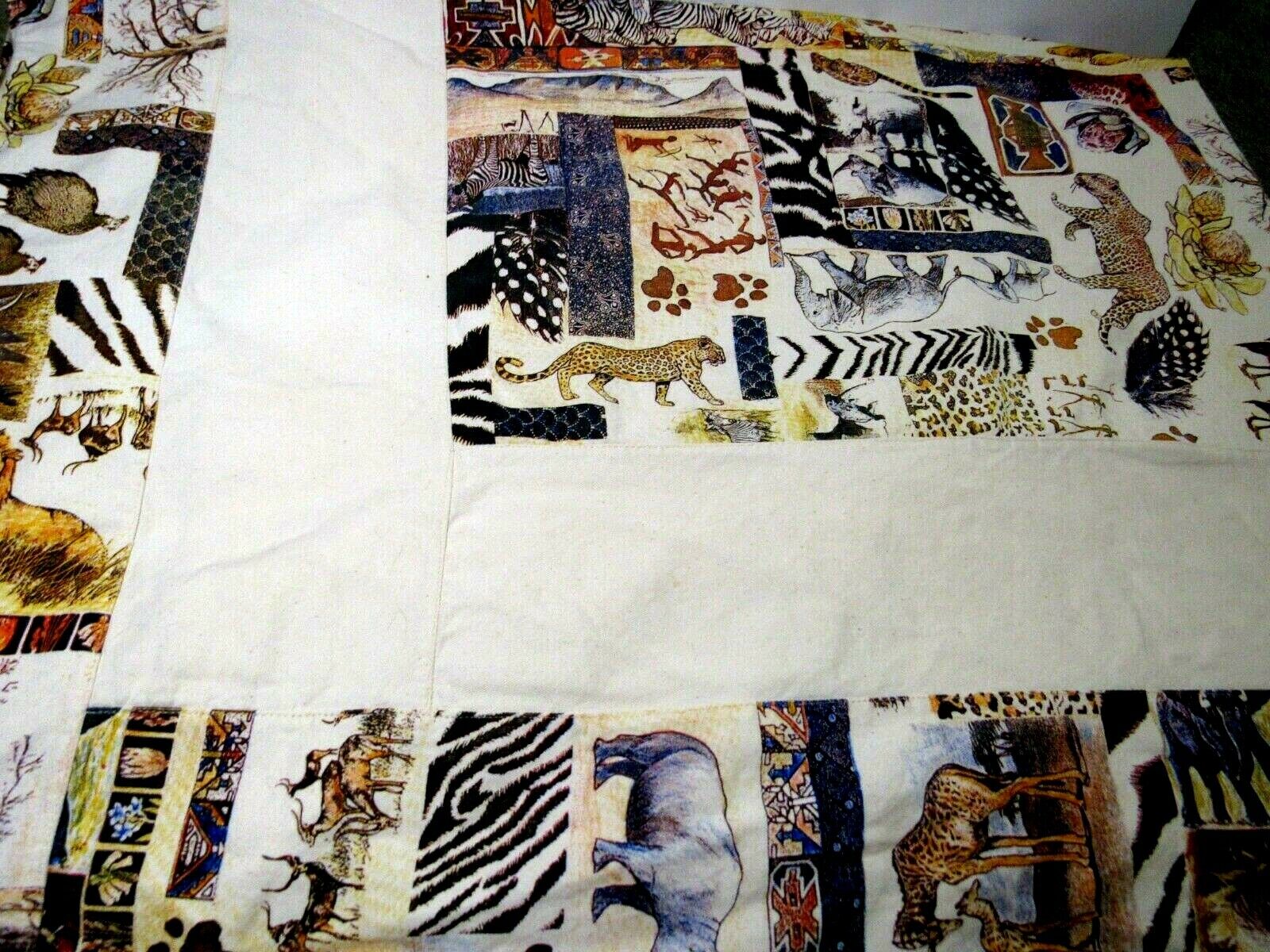 Bed Spread Cover Very Light Weight Safari Theme Pieced Muslin 59\