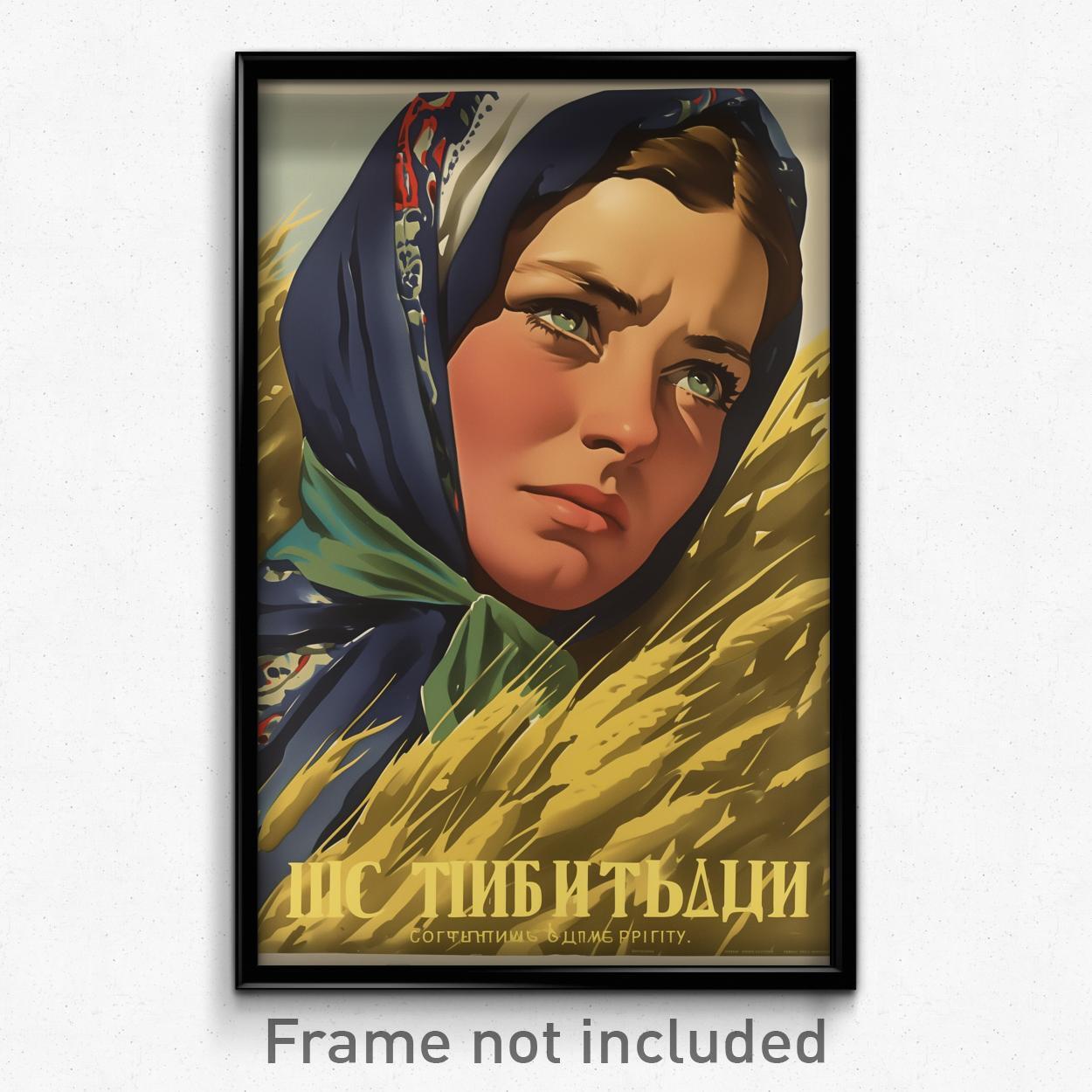 Russian Movie Poster - Woman Feeling Vigilance, Heavenly Multicolored Scarf