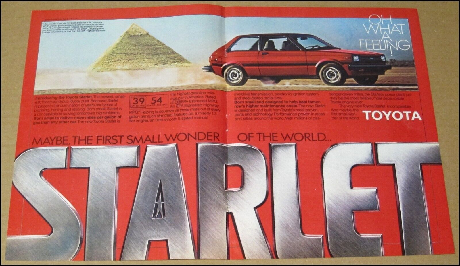 1981 Toyota Starlet 2-Page Print Ad Car Automobile Auto Advertisement Vintage