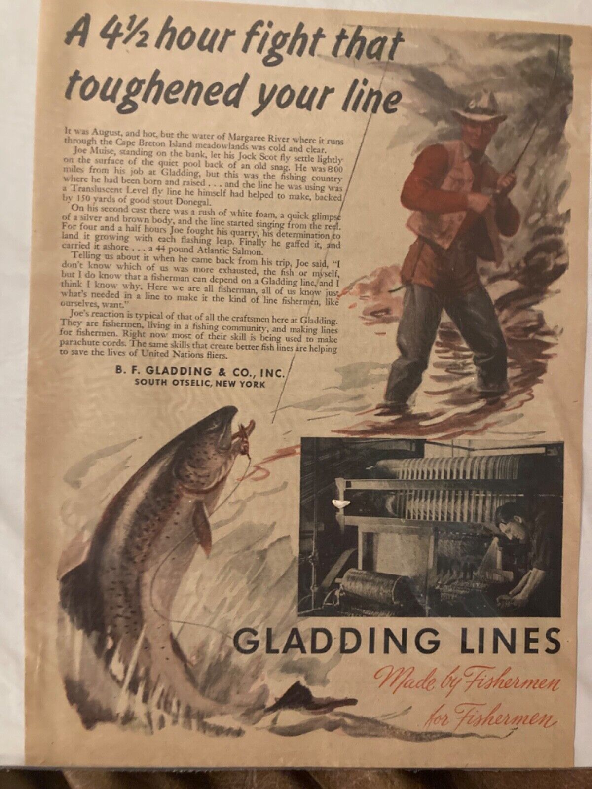 1944 GLADDING Fishing Line AD Margaree River Cape Breton Islands Jock Scot AD #2