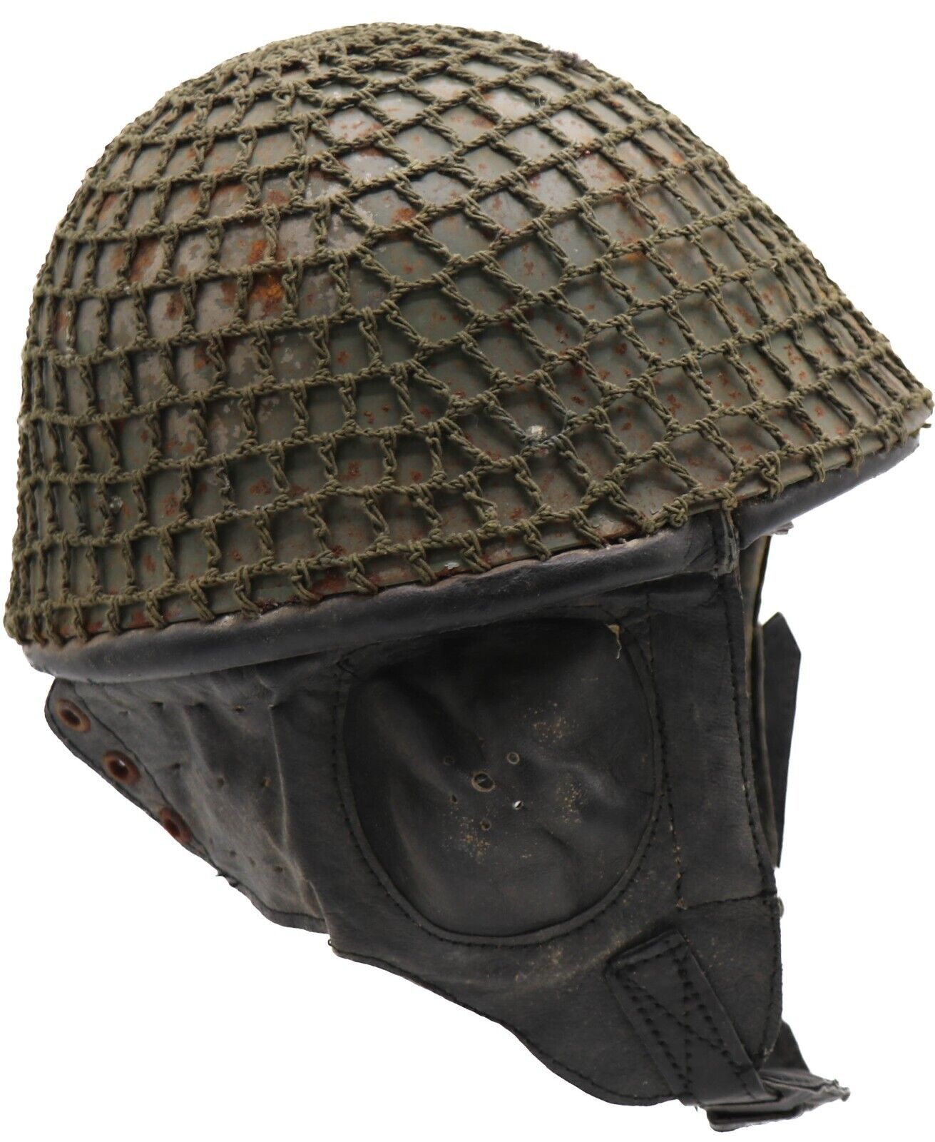 Authentic Romanian Paratrooper M73 M80 Steel Helmet Leather Liner Army w Net