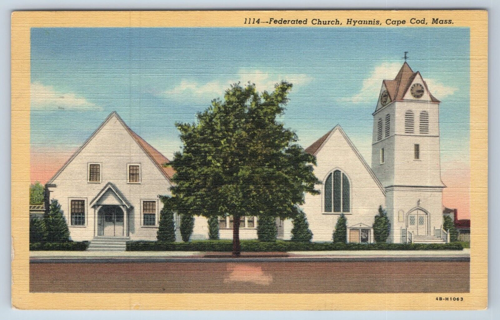 Postcard Federated Church Hyannis Cape Cod Massachusetts