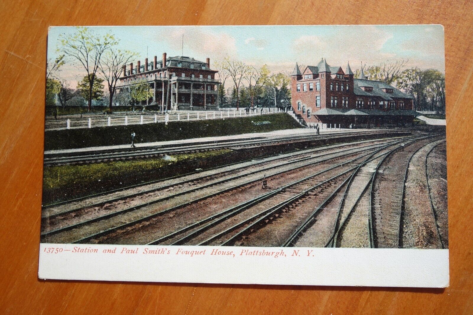 Railroad Station and Paul Smith\'s Fouquet House, Plattsburg NY undividedpostcard