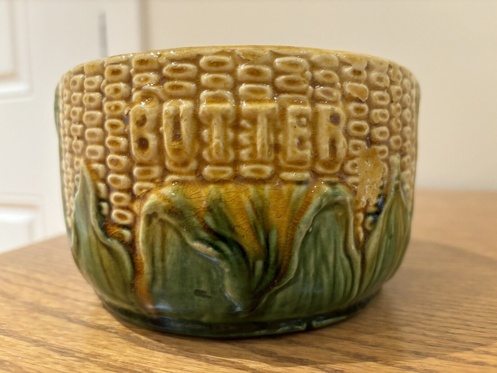 Antique Vintage McCoy Yellow Ware Stoneware Corn Butter Crock Without Lid