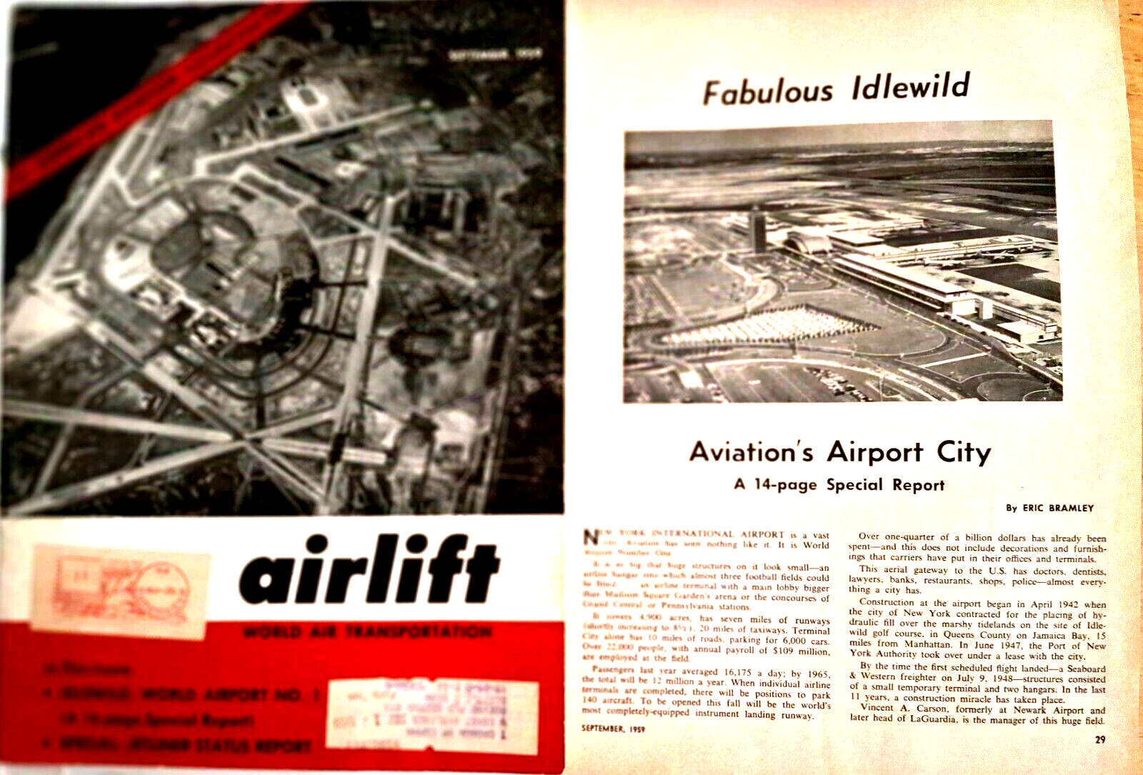 IDLEWILD AIRPORT NEW YORK Prints 1959 Fabulous Idlewild with pictures 8 1/2 X 11