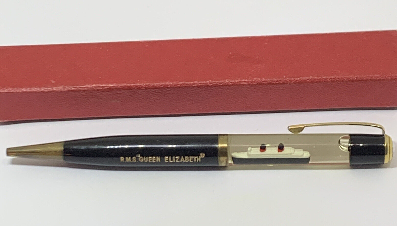 VTG 1950’s RMS Queen Elizabeth Floating Ship Ballpoint Pen With Box