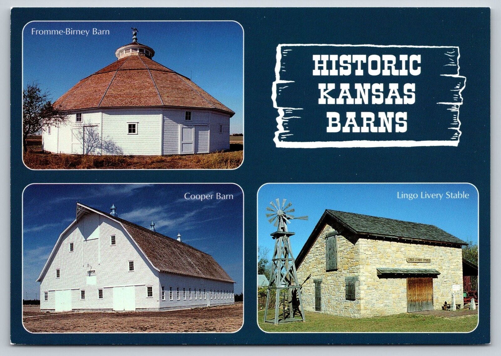 Postcard Kansas Historic Barns Multi-view 10U