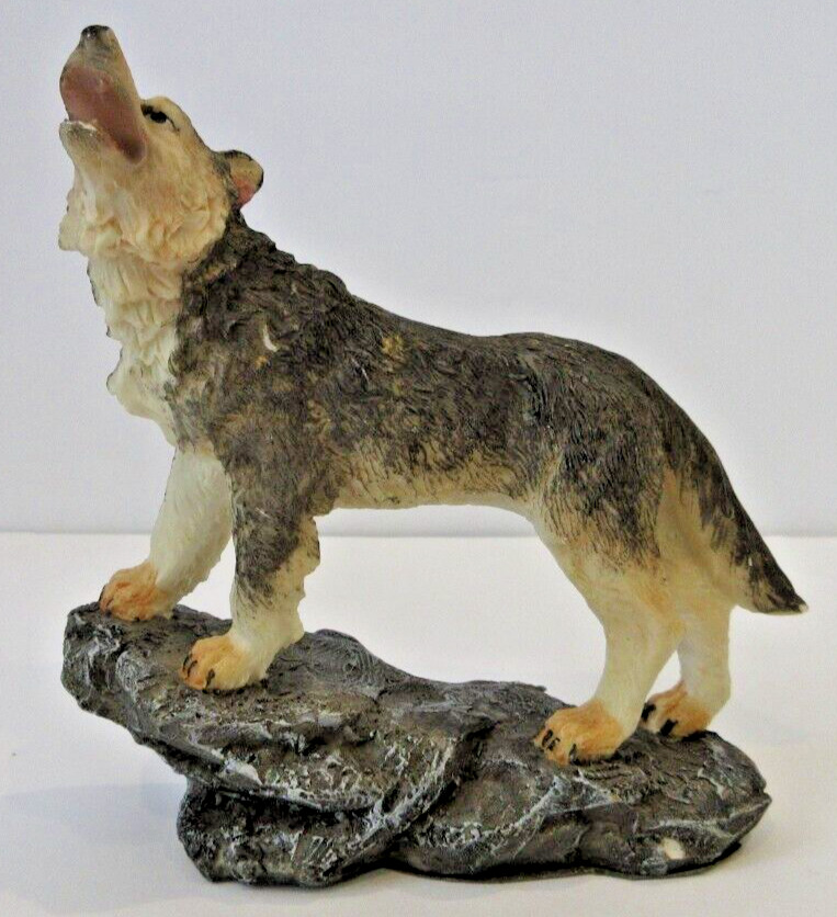 Howling Wolf on Rock Sculpture Figurine - Amazing Life-like Resin w/ Felt Bottom