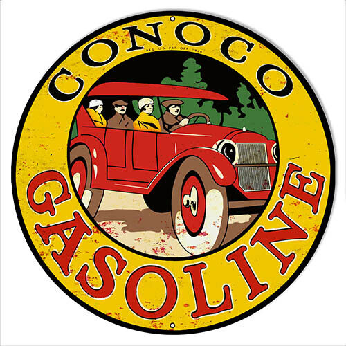 Conoco Gasoline Vintage Metal Sign 14x14