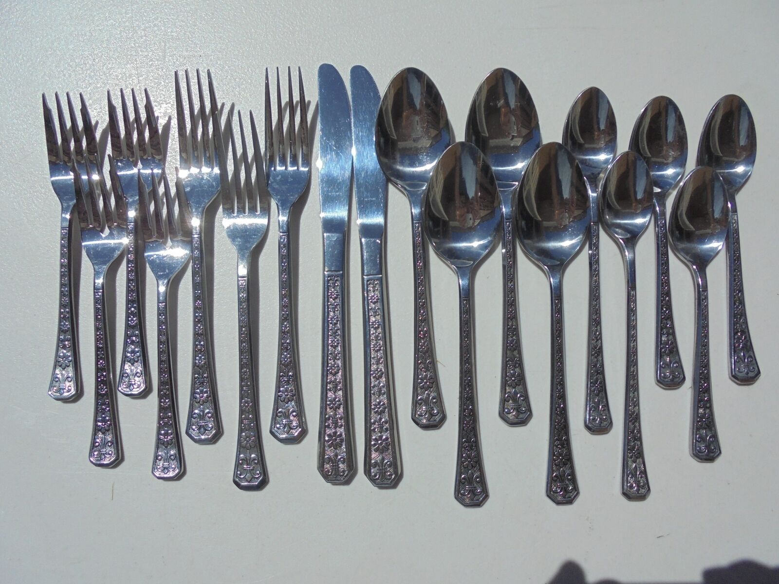 18 Pcs Interpur Japan Florenz Stainless Flatware Knives Forks Spoons Excellent